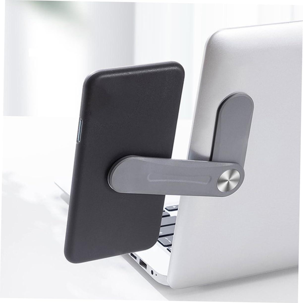 jojofuny jojofuny 1pc Fixed Clip on Monitor Screen Side Cell Phone Holder Foldable Phone Holder Computer Screen Stand Phone Side Mount for Laptop Cell Phone Stand Foldable Phone Stand Abs Silver