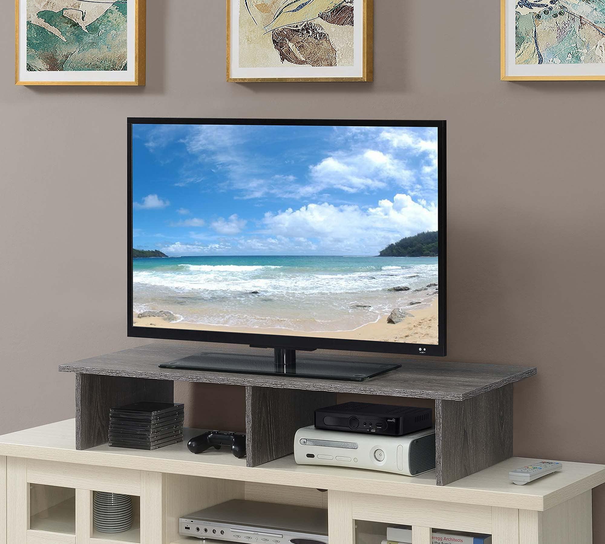 Convenience Concepts Convenience Concepts Designs2Go Wide TV Riser 42", for TVs up to 46" - Contemporary TV or Computer Riser for Living Room, Modern Office, Den, Weathered Gray