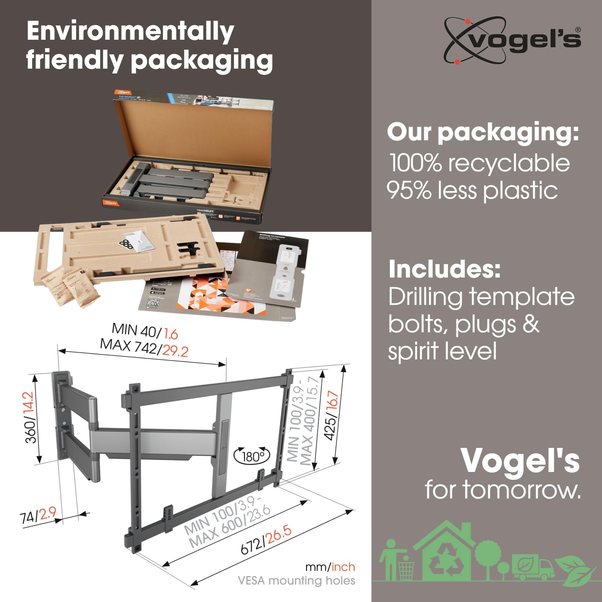 Vogel's Vogel's TVM 5845 Full-Motion Ultra-Thin TV Wall Bracket for 55-100 inch TVs, Max. 121 lbs, Swivels up to 180, Full-Motion TV Mount max. VESA 600x400, Universally Compatible