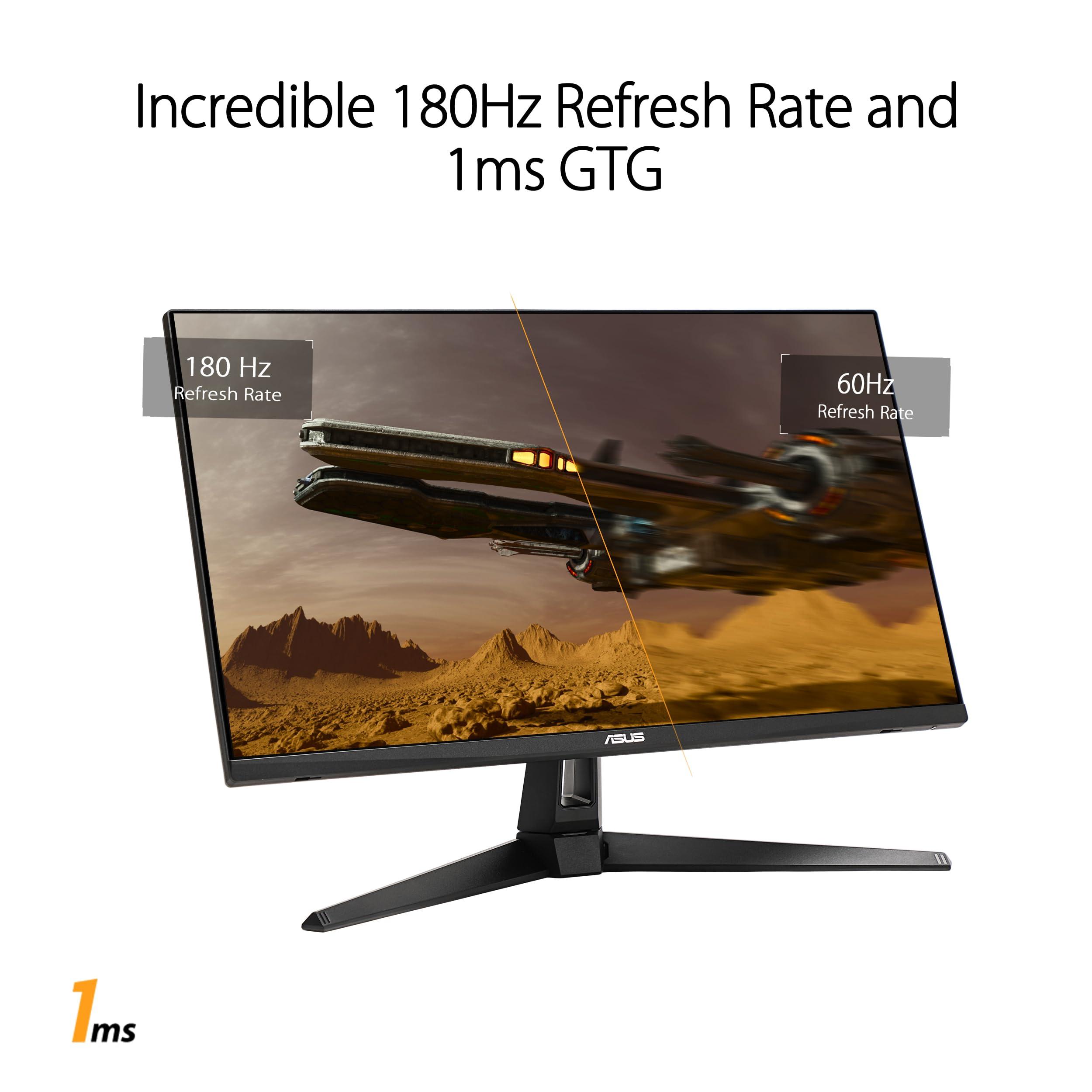 ASUS ASUS TUF Gaming 27 1440P HDR Monitor (VG27AQ3A) QHD (2560 x 1440), 180Hz, 1ms, Fast IPS, 130% sRGB, Extreme Low Motion Blur Sync, Speakers, Freesync Premium, G-SYNC Compatible, HDMI, DisplayPort