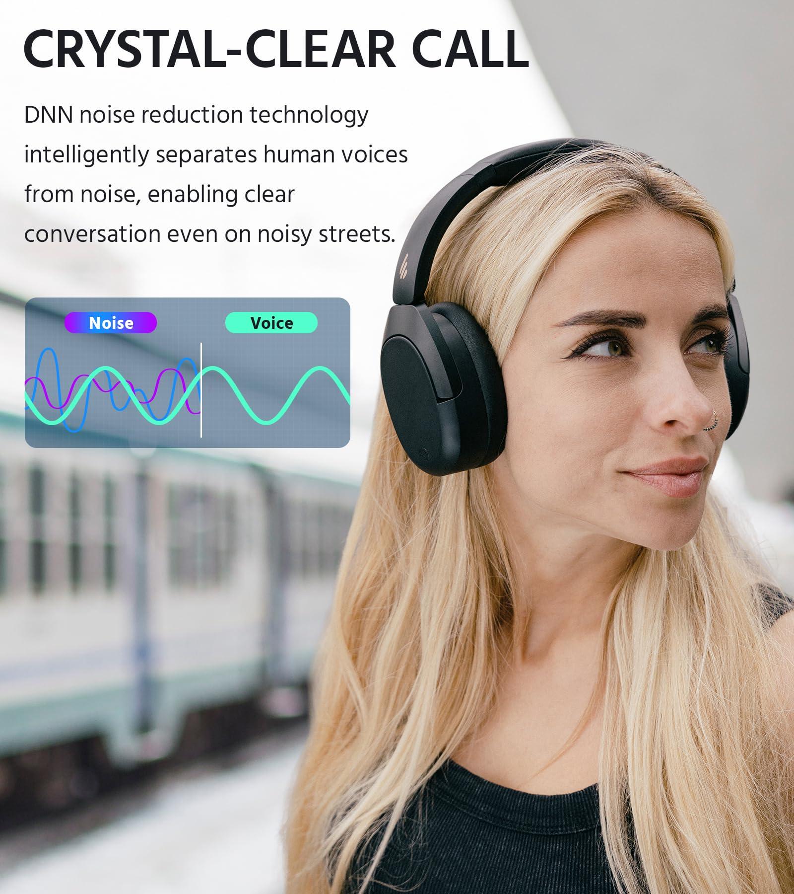 Edifier Edifier W830NB Wireless Over Ear Headphones with -45dB Active Noise Cancelling, 94H Playtime, LDAC Hi-Res Sound, Spatial Audio, Fast Charging, Multipoint Connection, Bluetooth V5.4 - Black