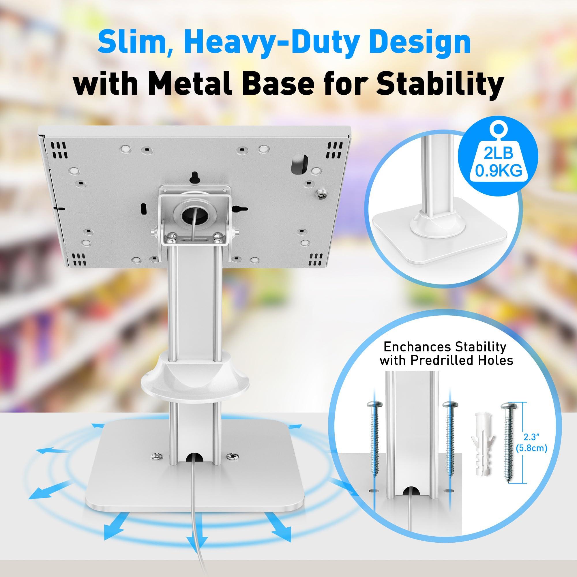 AboveTEK AboveTEK Anti-Theft iPad Kiosk Stand POS iPad Security Stand & Locking Tablet Stand Heavy Duty Base, 360 Swivel, 75 Tilt Bracket Retail Business for iPad/iPad Air/iPad Pro (White)