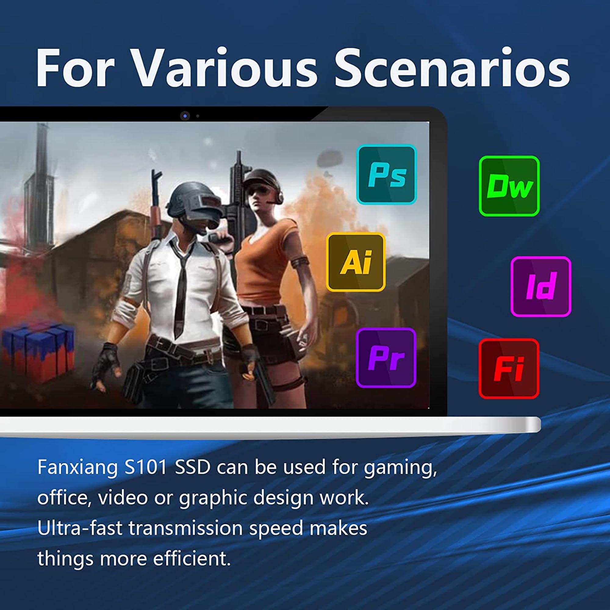 fanxiang fanxiang S101 256GB SSD SATA III 6Gb/s 2.5" Internal Solid State Drive, Read Speed up to 550MB/sec, Compatible with Laptop and PC Desktops(Black)