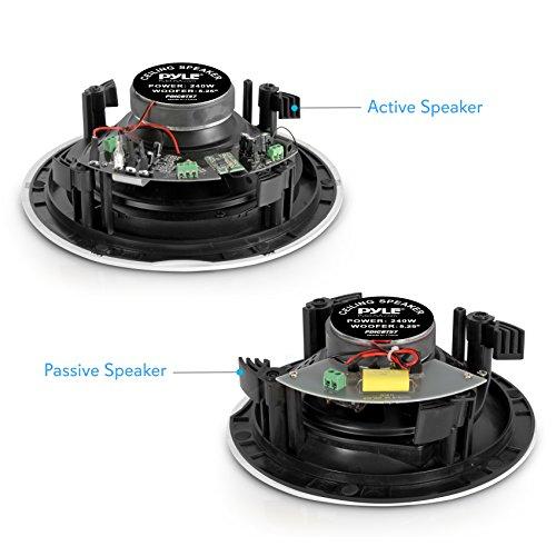 Pyle Pyle 5.25” Pair Bluetooth Universal Flush Mount In-wall In-ceiling 2-Way Speaker System Dual Polypropylene Cone & Polymer Tweeter Stereo Sound 240 Watts (PDICBT57),Black