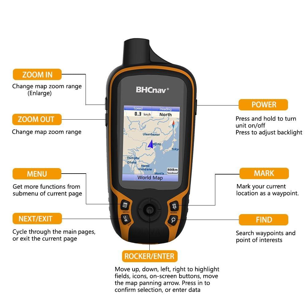 BHCnav BHCnav NAVA F30 Handheld GPS Units,Colorful Map Handheld GPS Navigation Device,Land Accuracy Surveying GPS Equipment for Outdoor Hiking Hunting Traveling Adventures
