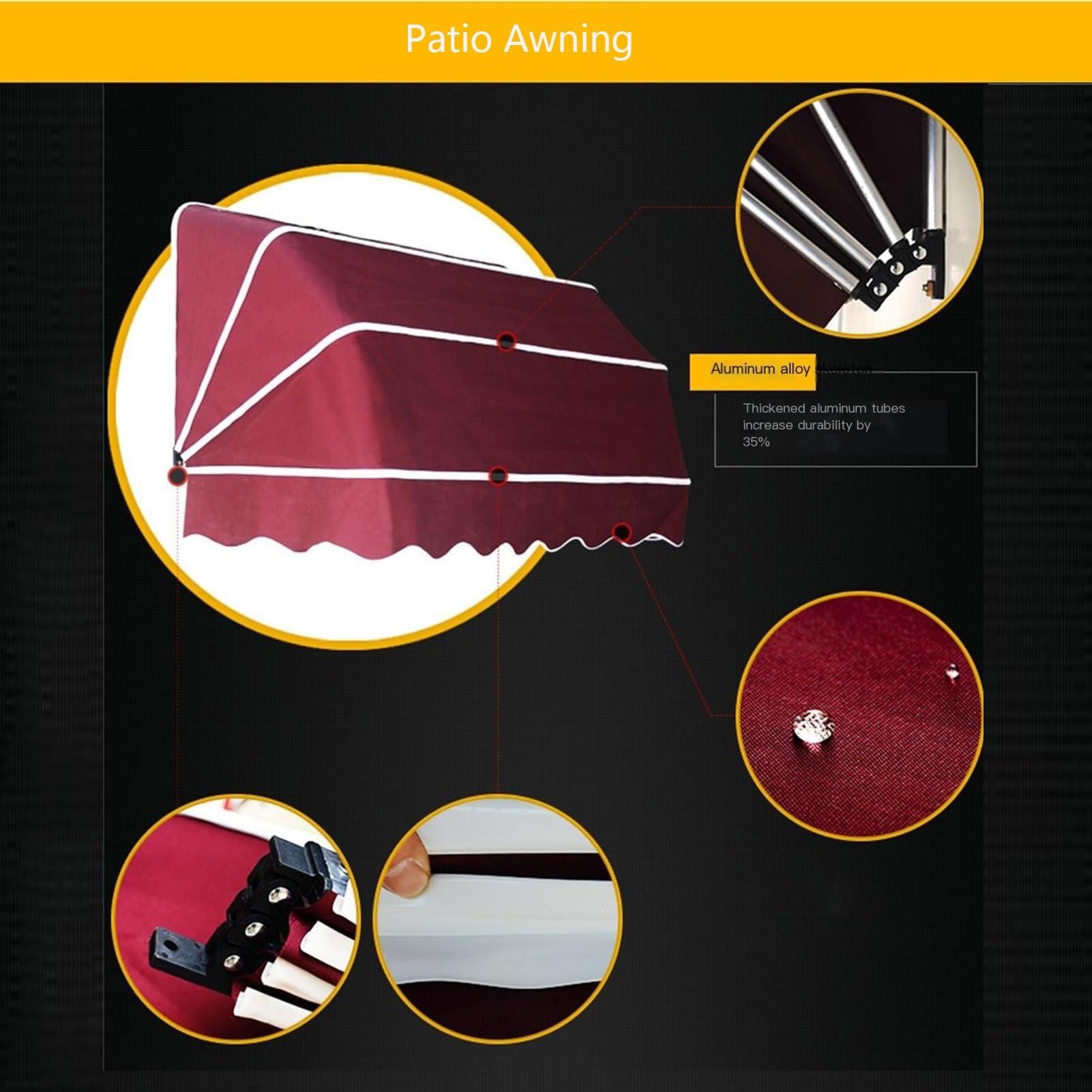 DirectNine Basics Window Door Awning Canopy| Entry Door Front Door Awning for Sun Shutter, UV, Rain, Snow Protection,Fully Assembled(Color:Burgundy,Size:135x60x60cm)