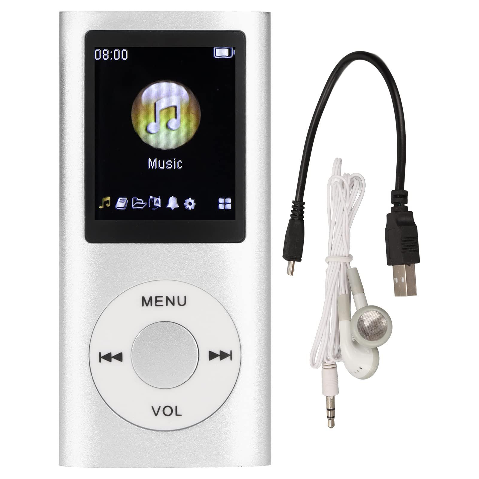 Tbest Portable MP3 Music Player,MP3 Player Stylish Multifunctional Lossless Sound Slim 1.8 Inch LCD Screen Portable MP3 Music Player(Silver)