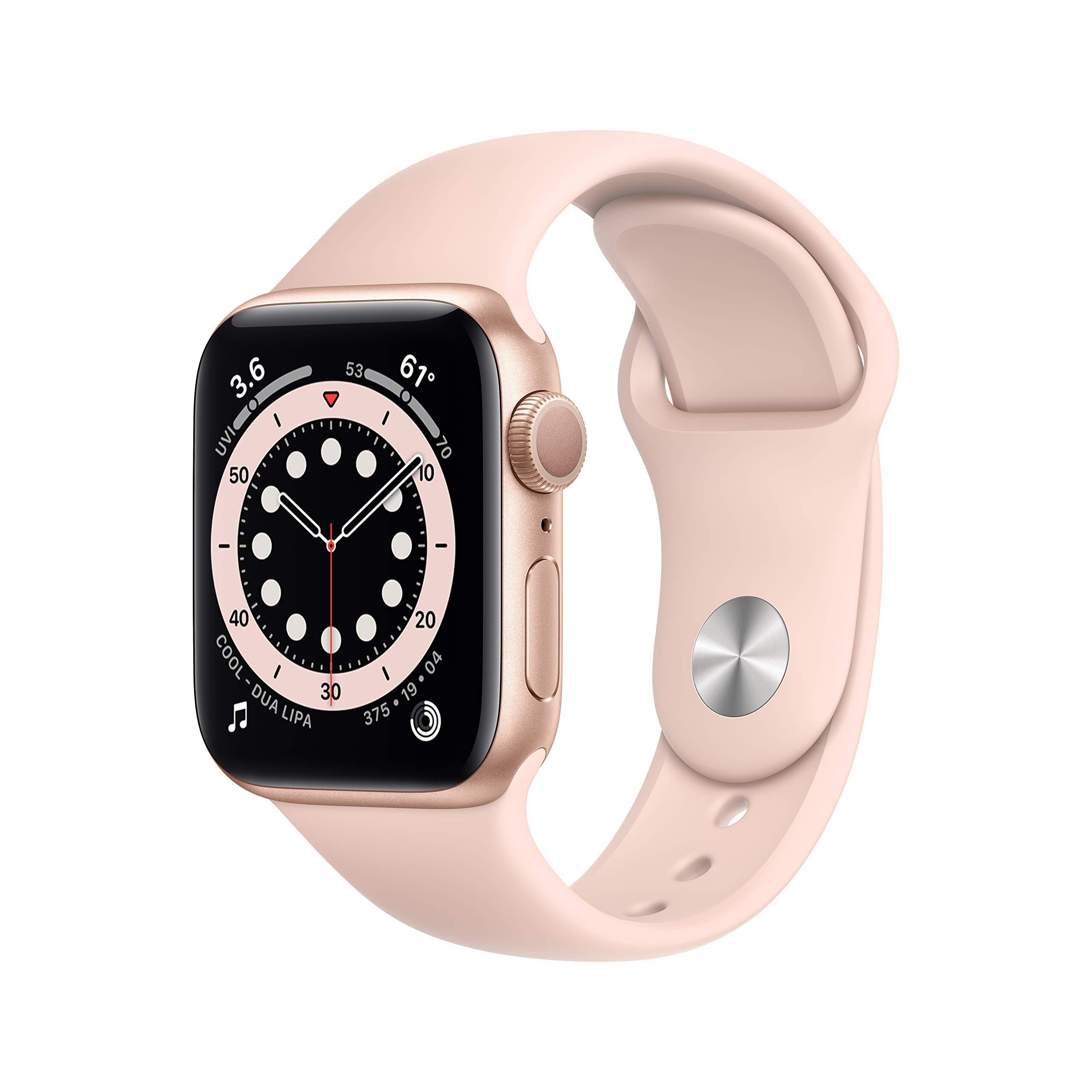 Apple Apple Watch Series 6 (GPS, 40mm) - Gold Aluminum Case with Pink Sand Sport Band (Renewed)