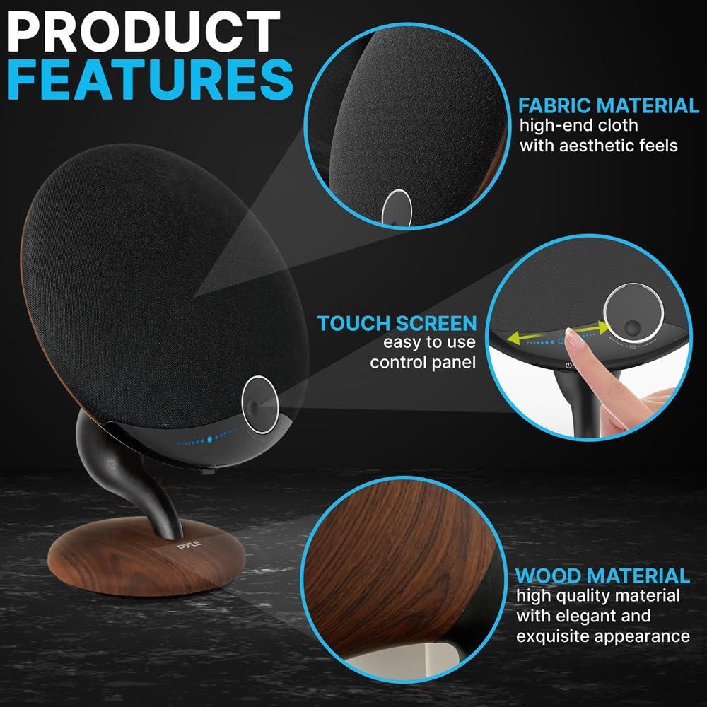 Pyle Pyle Portable Bluetooth Gramophone Speaker w/Super Bass Sub Stereo Sound - 2.1 HI-FI Wireless Streaming, Connects 2 via TWS BT Function, AUX, Built in DSP, Touch Control, Artistic Design - PGMSP100