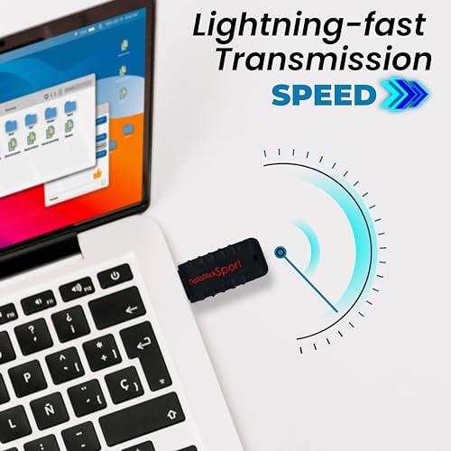 Centon Centon Electronics DataStick Sport USB 2.0 Flash Drive, Waterproof USB Drive, Shock-Resistant Silicon Case, Versatile USB Stick, 8 GB Storage Capacity, Black, Pack of 10