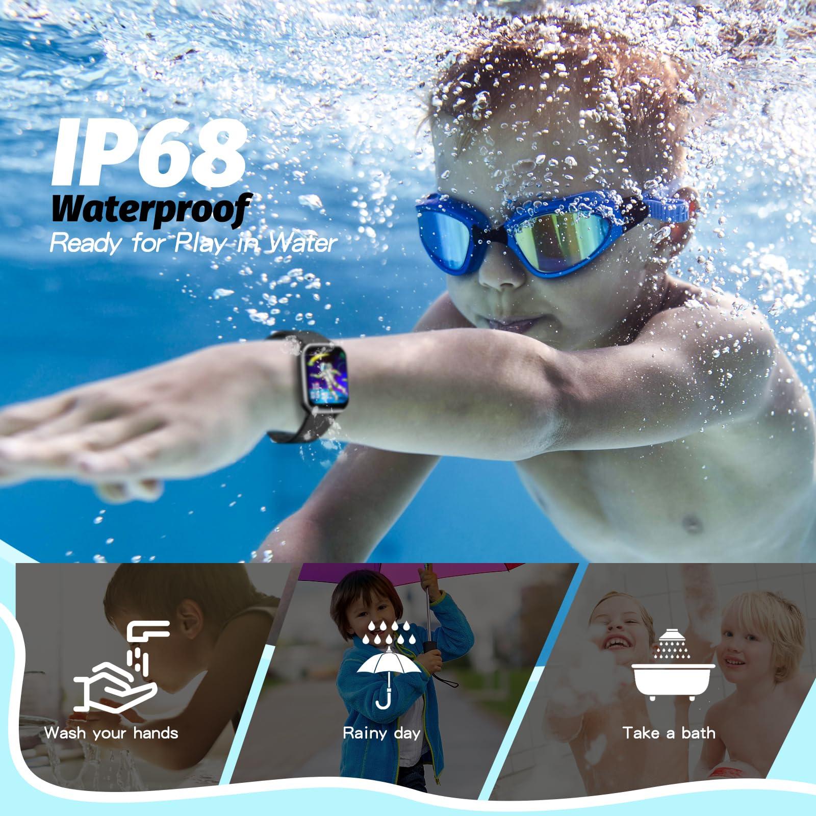 YOUSOKU YOUSOKU Kids Smart Watch Girls Boys, Fitness Tracker for Kids, 1.5 Inch DIY Dial, 19 Sport Modes, Sleep Monitor, Pedometers, Heart Rate, IP68 Waterproof, Great Gift for Boys Girls Teens 6-14