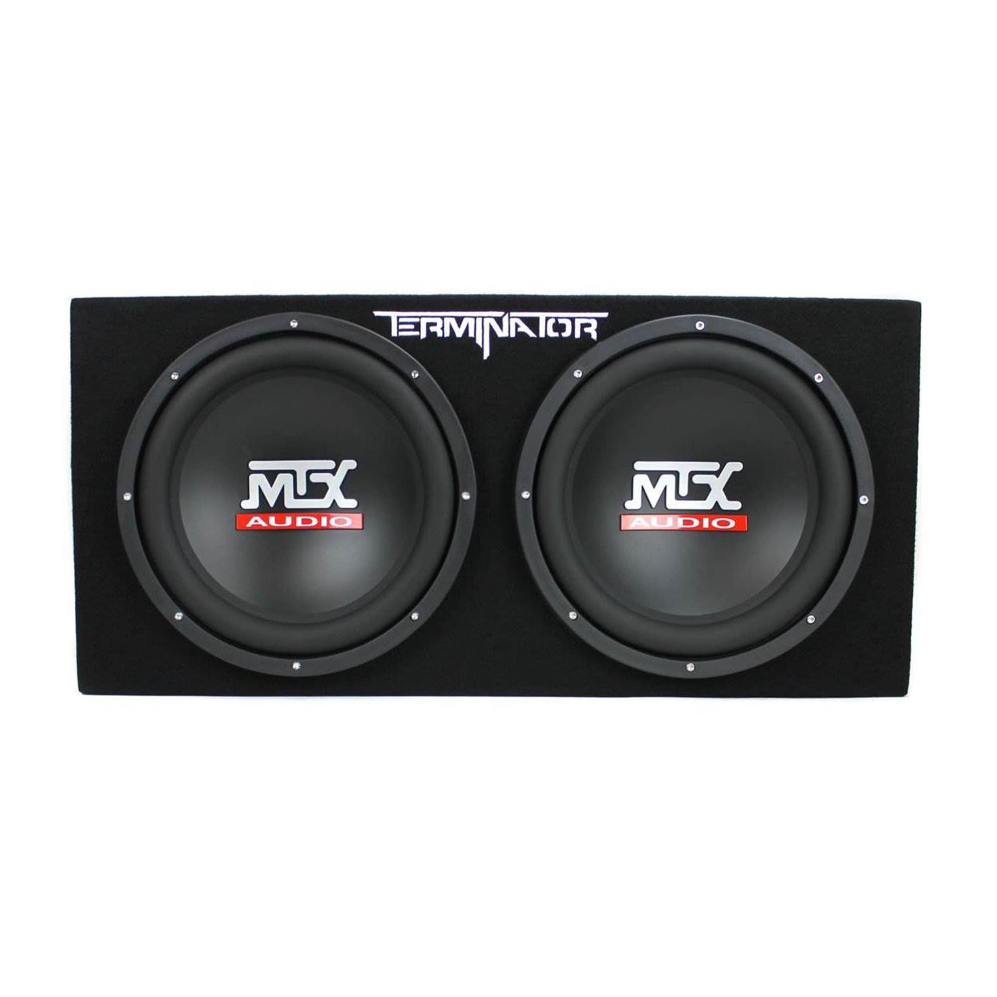 MTX MTX 12\" 1200W Dual Loaded Subwoofers w/Enclosure Bundled with Planet Audio Amplifier & Soundstorm Wiring Kit (2 Pack)