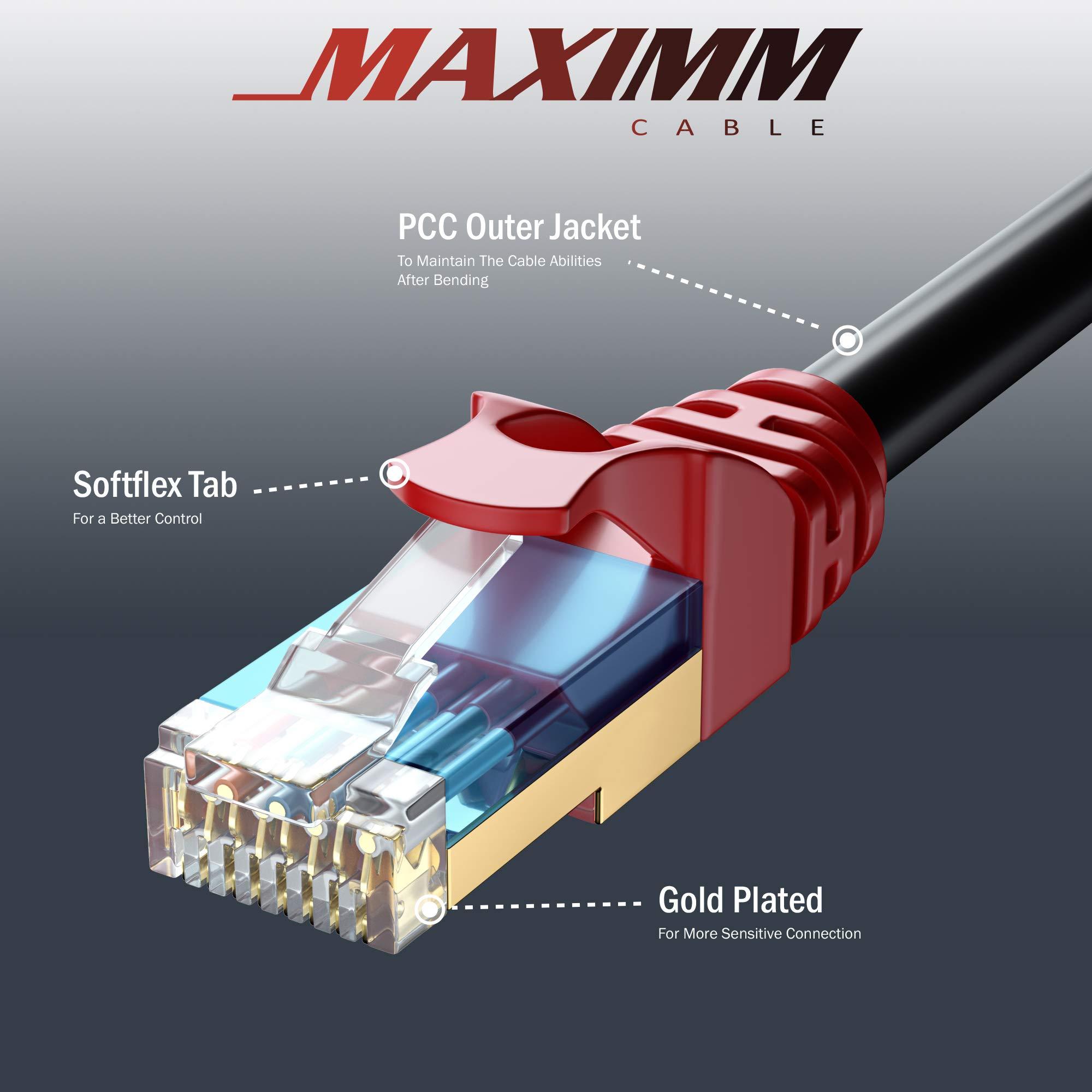 Maximm Maximm Cat7 Outdoor Ethernet Cable - 50 Foot - High Speed Direct Burial Waterproof LAN Cable
