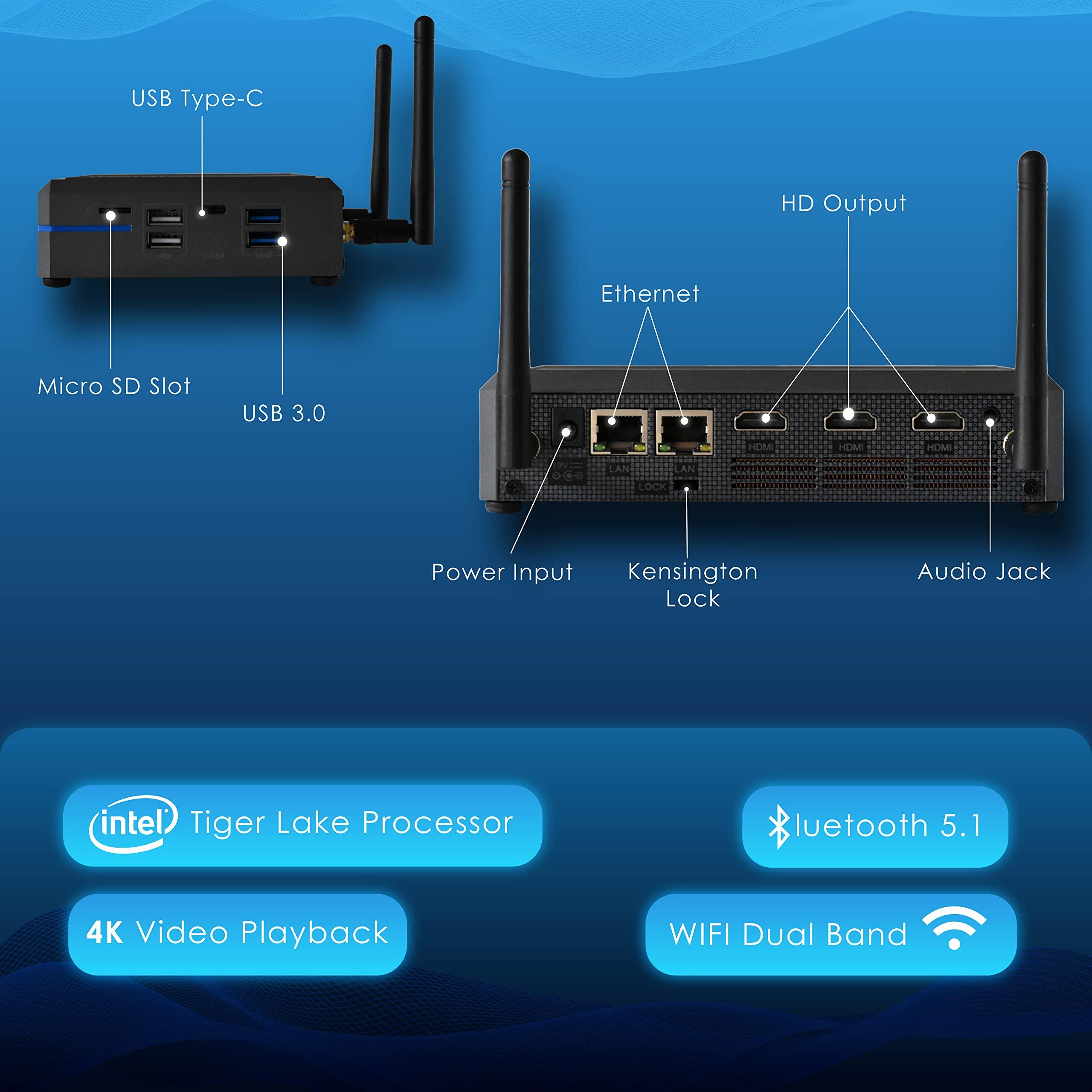 AZULLE AZULLE Byte4 Elite i5 Fanless Mini Desktop PC Business & Home, Barebones, Ethernet & Dual-Band Wi-Fi, 4 USB Ports, Smooth Streaming, Versatile Mini PC