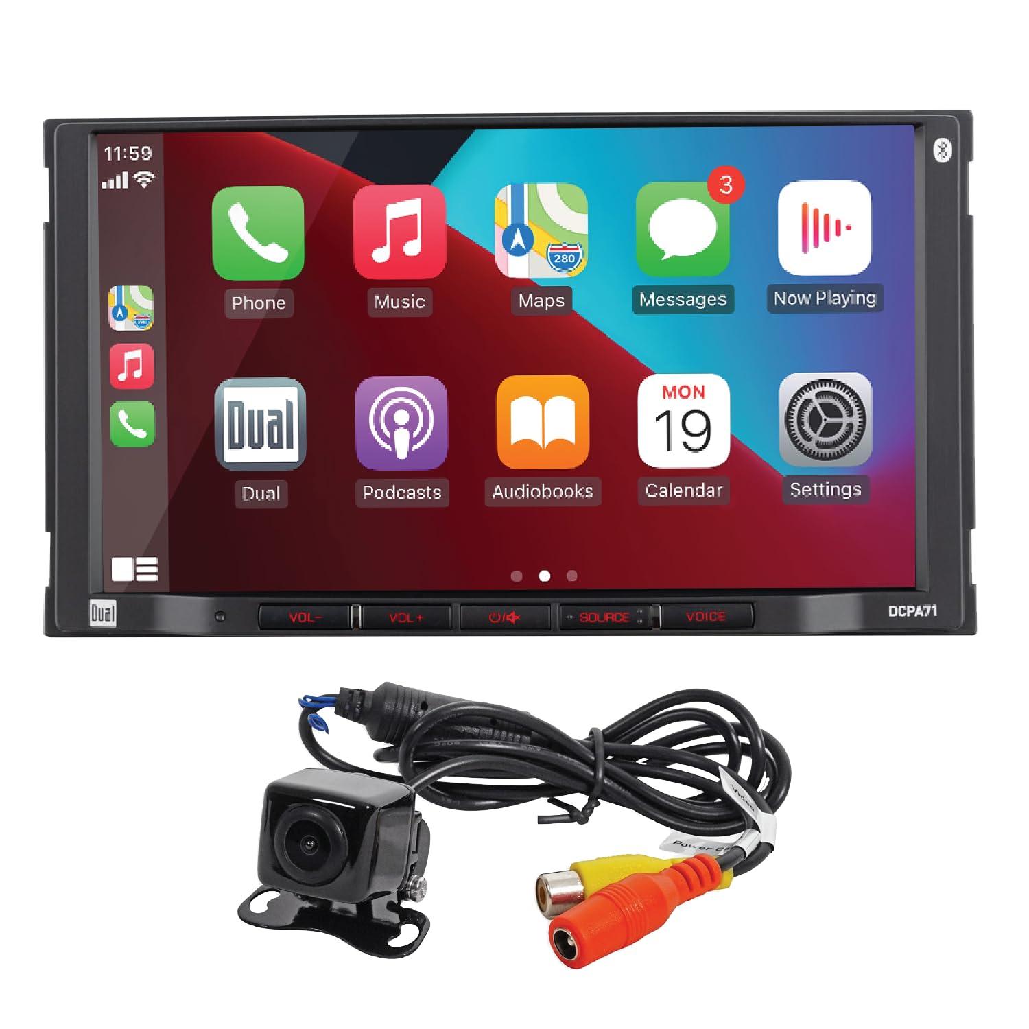 Dual Electronics Dual Electronics DCPA71-BC 7-inch Certified Apple Carplay Android Auto | Double DIN Touchscreen Car Stereo Radio | Bluetooth Hands Free Calling & Music Streaming | Backup Camera Included