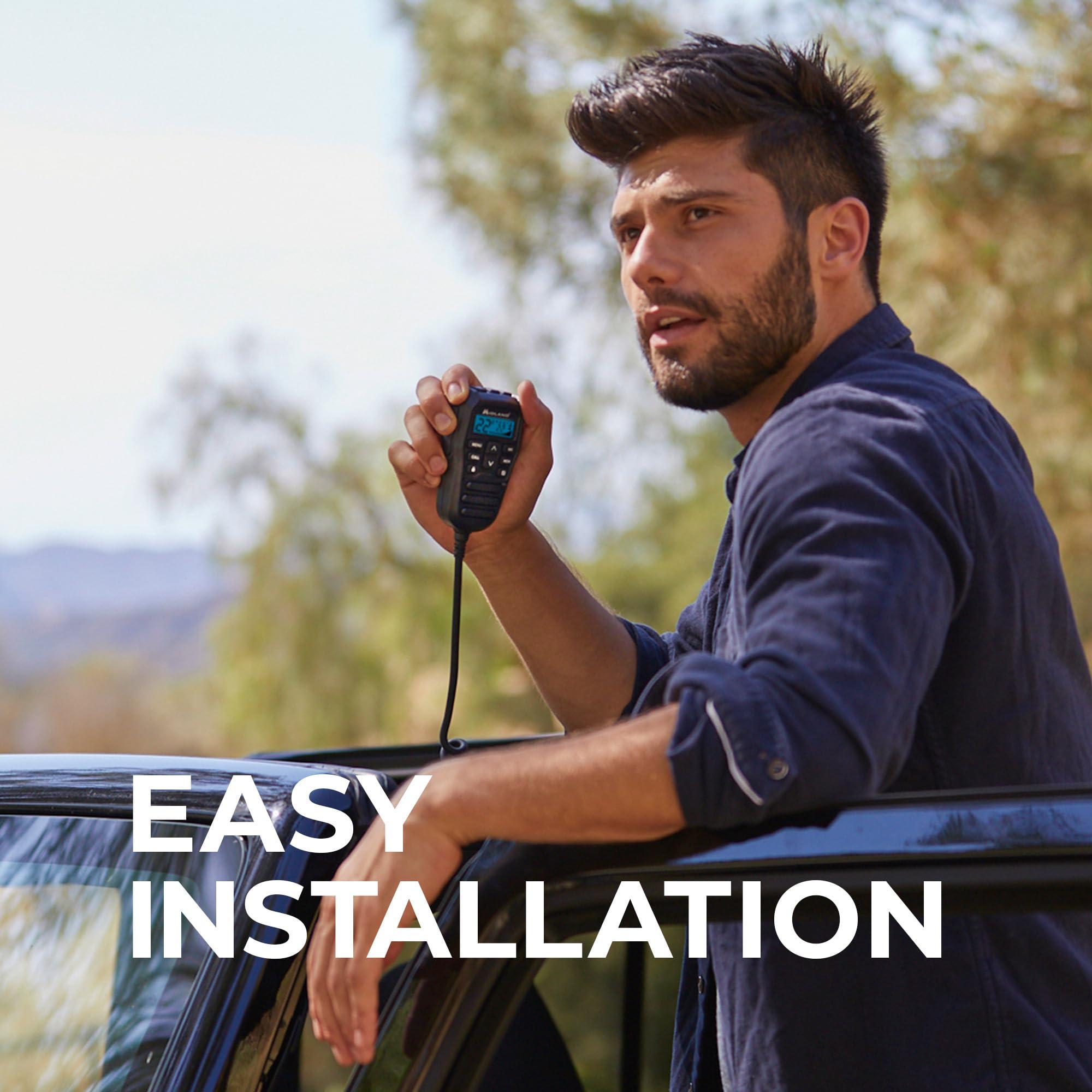 Midland Midland MXT275 Jeep Branded MicroMobile GMRS Radio 15 Watts Two-Way Radio with Integrated Control Microphone Overland Tractors Detachable External Magnetic Mount Antenna - 8 Repeater Channels