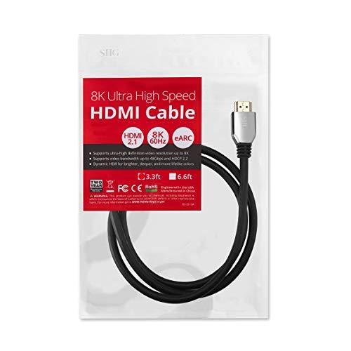 SIIG SIIG 8K Ultra High Speed HDMI Cable - 3.3ft, HDMI 2.1 Cable - 8K,48Gbps,Dynamic HDR,4K/120Hz,eARC, HDCP 2.3 DSC, for PS5, Xbox Series X, RTX 3XXX, RX 6XXX, Apple TV, and More (CB-H21411-S1)