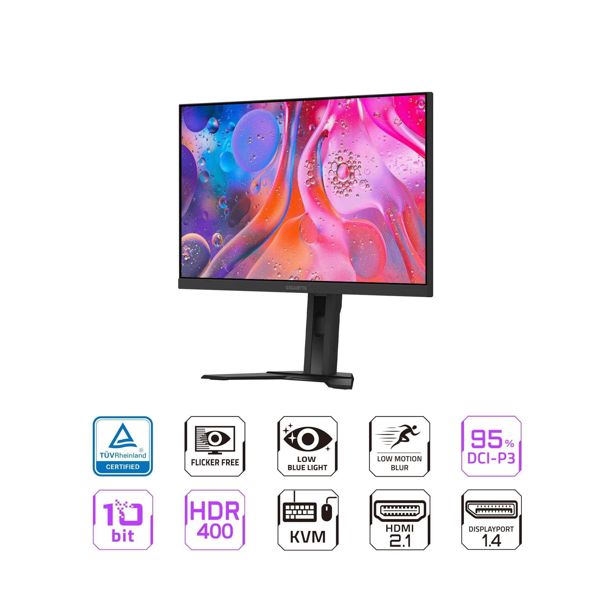 GIGABYTE GIGABYTE - M27Q Advanced (US) - 27" SS IPS Gaming Monitor - QHD 2560x1440-180Hz - 1ms MPRT - AMD FreeSync - Type C KVM - HDMI, DP, Type C - Height Adjustable - Black