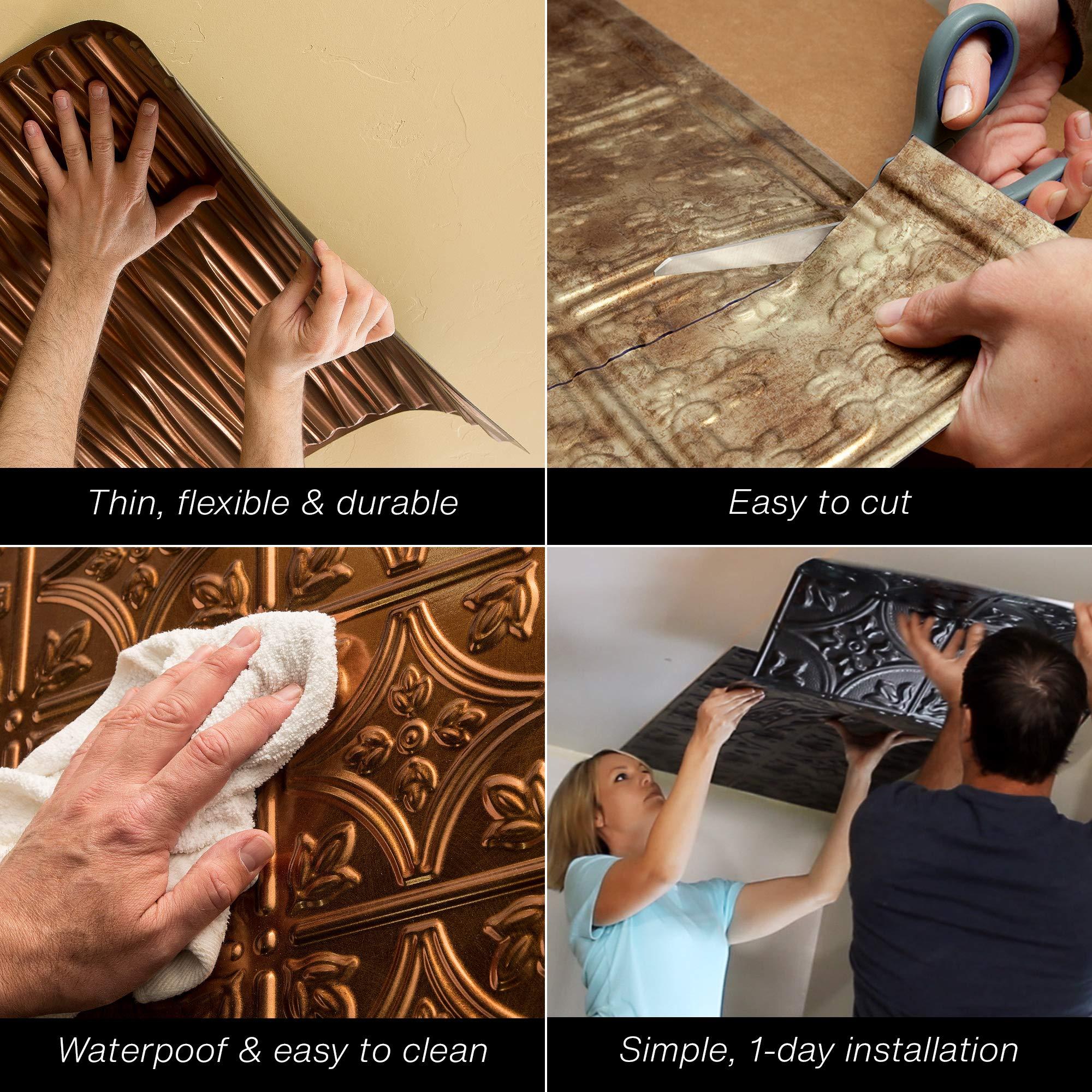 FASDE FASDE Regalia Decorative Vinyl Glue Up Ceiling Panel in Gloss White (5 Pack)