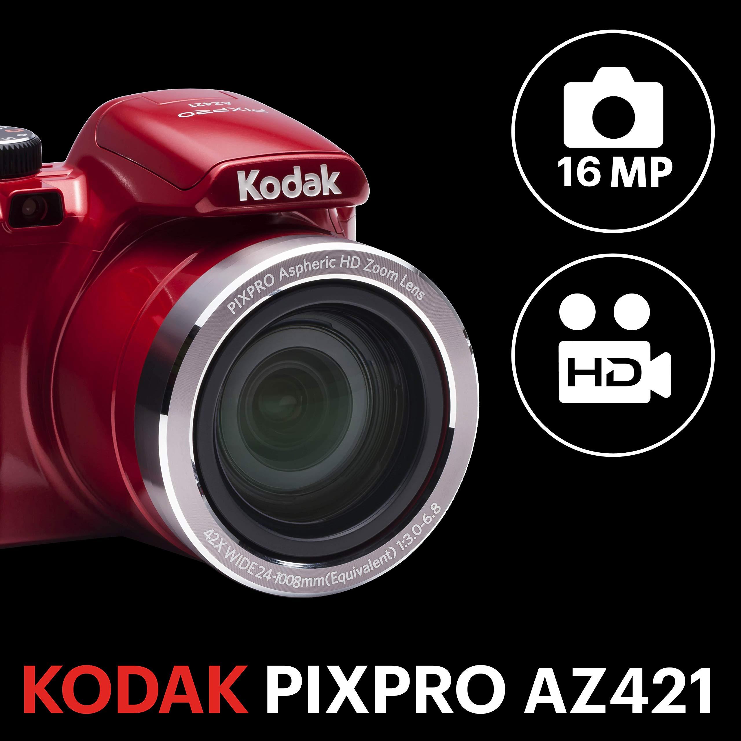 KODAK Kodak PIXPRO Astro Zoom AZ421-RD 16MP Digital Camera with 42X Optical Zoom and 3" LCD Screen (Red)