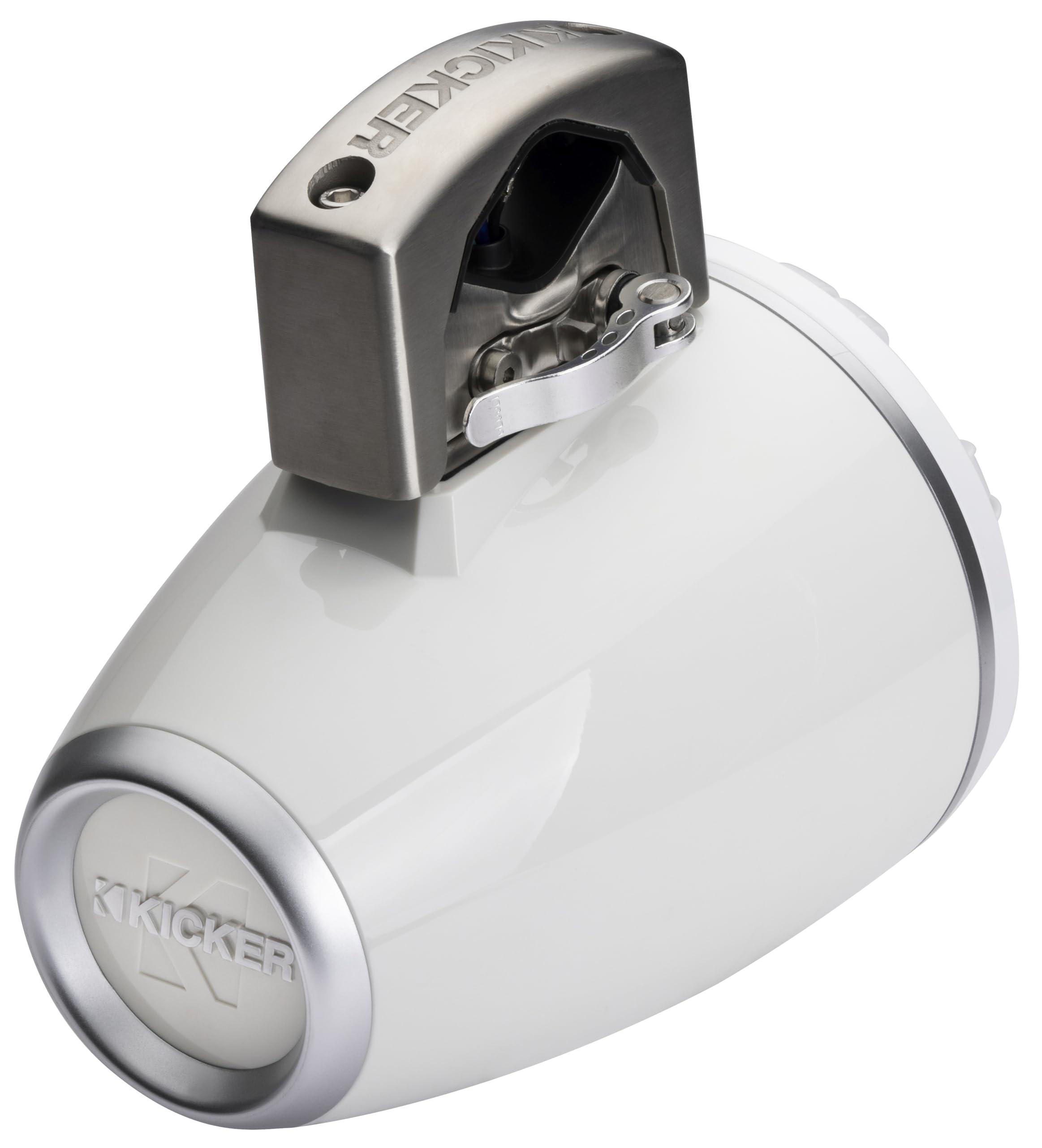 KICKER Kicker 51KMTCXL65W 6.5" RGB LED Horn Loaded Compression Driver Marine Tower Speakers, Pair, White