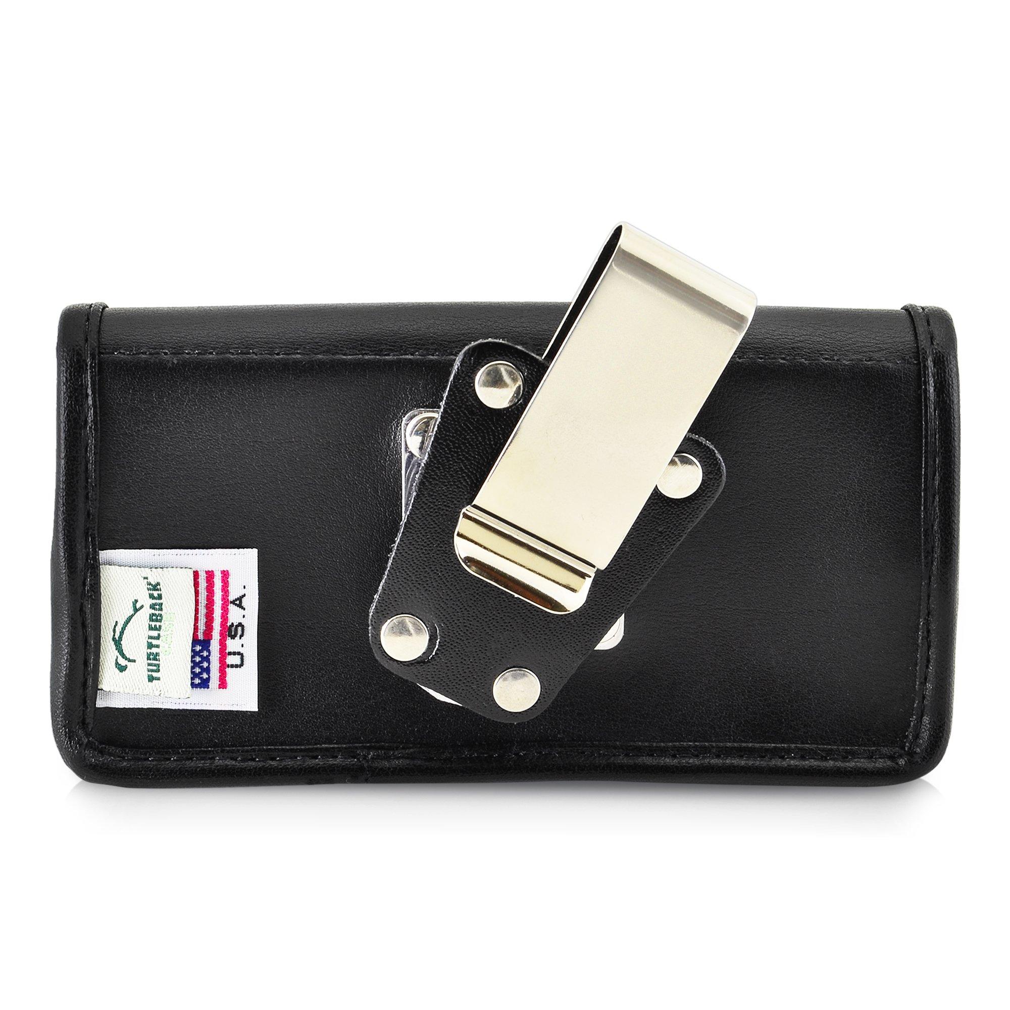 TurtleBack Turtleback Belt Case Made for Apple iPhone SE 5 5c 5s Black Holster Leather Pouch with Heavy Duty Rotating Ratcheting Belt Clip Horizontal