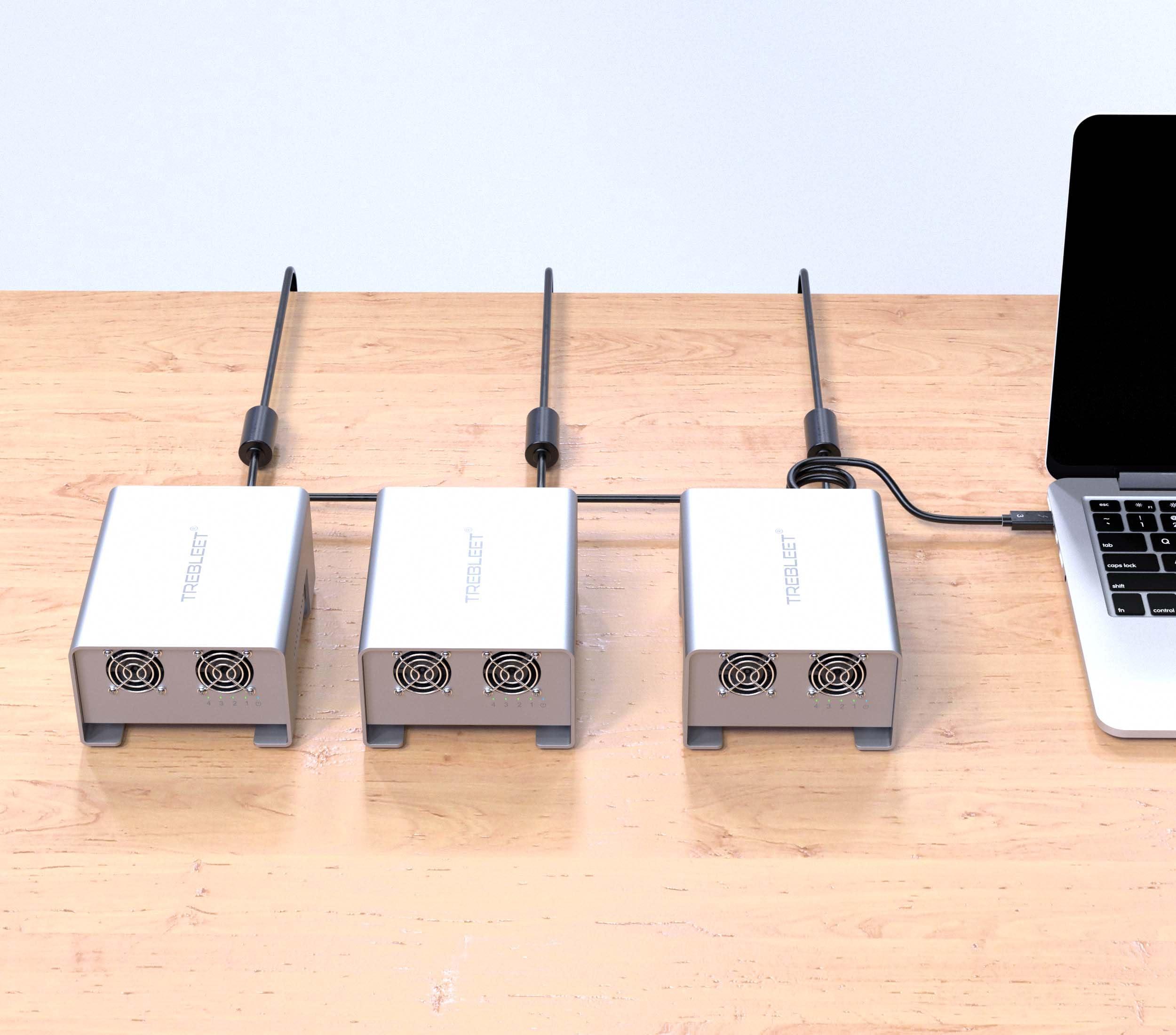 TREBLEET Thunderbolt 3 Four-Slot M.2 NVMe SSD Enclosure 40Gbps up to 2800MB/s Support Thunderbolt 2 Compatible with M1 M2 (Performance Edition)