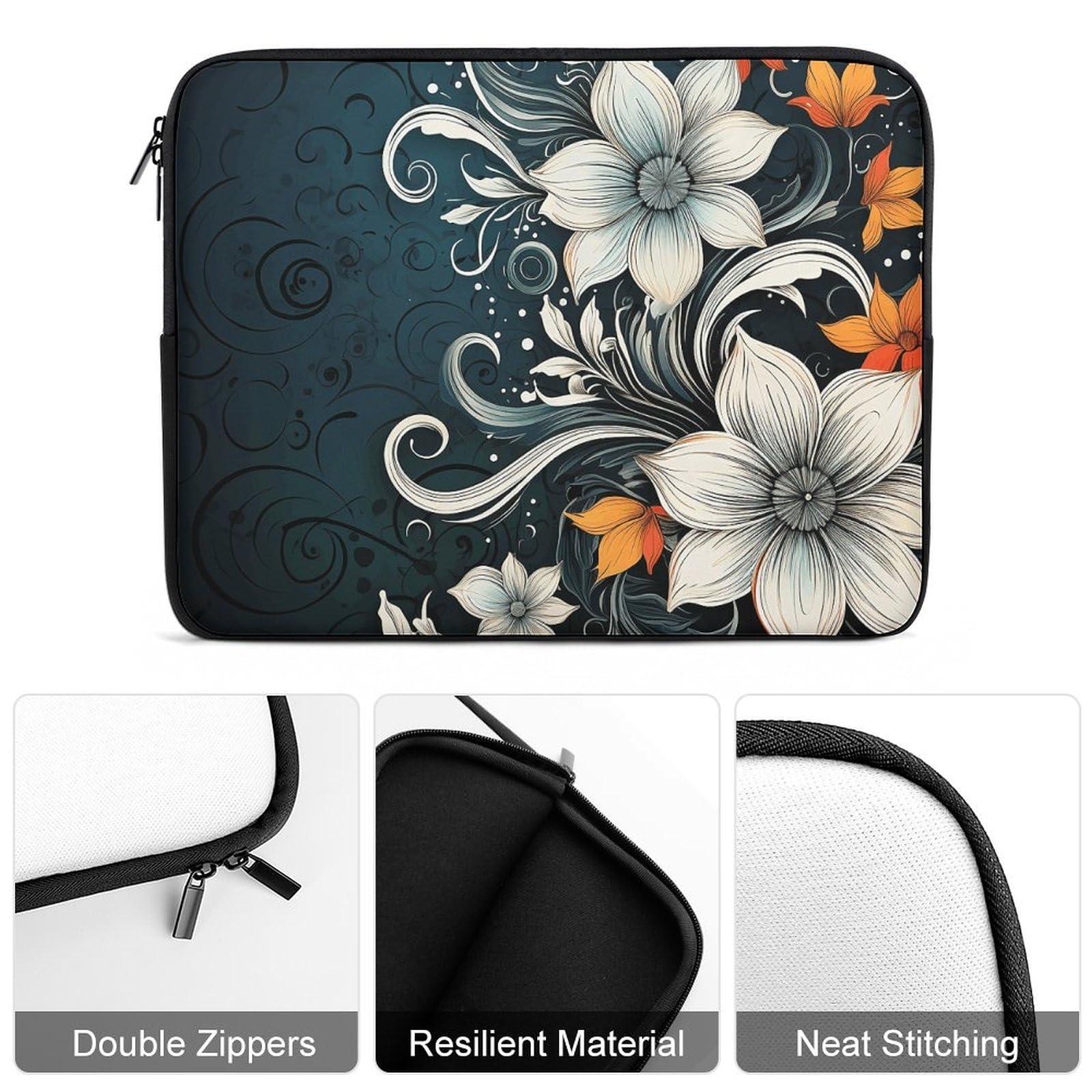 NQLYUT Laptop Sleeve Shockproof Laptop Case Novelty Boho Abstract Flowers Laptop Bag Carrying Case Protective Computer Case