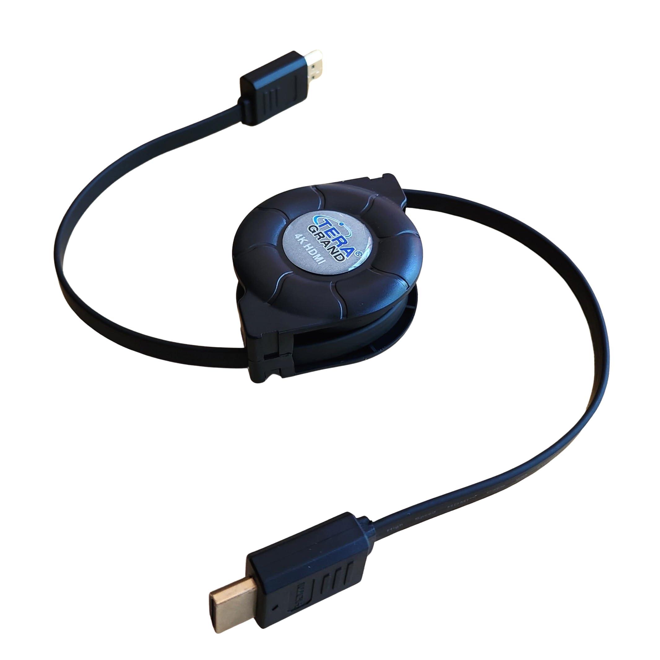 Tera Grand Tera Grand Premium 4K High-Speed HDMI 2.0 Retractable Cable, Extends up to 4.25 feet - Supports 4K Ultra HD, 3D, ARC, HDR, and Ethernet Channel