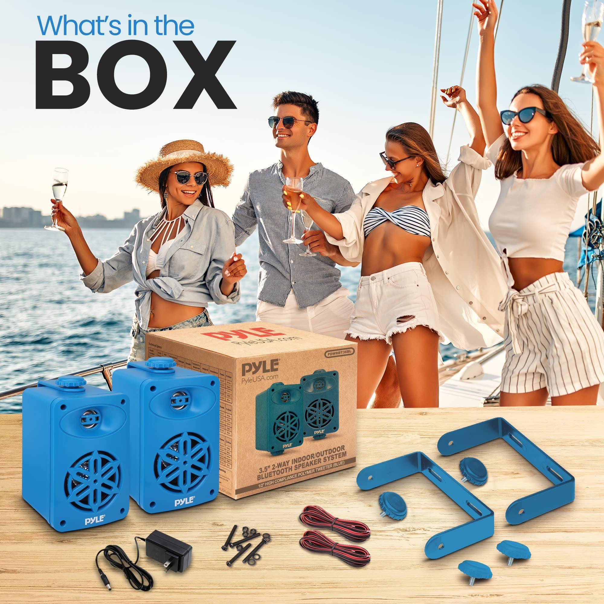 Pyle PyleUsa Bluetooth In/outdoor Speakers Pair - 200 Watt Dual Waterproof 3.5 2-Way Full Range System w/ 1/2 High Compliance Polymer Tweeter - Home, Boat, Marine, Deck, Patio, Poolside - PDWRBT36BL