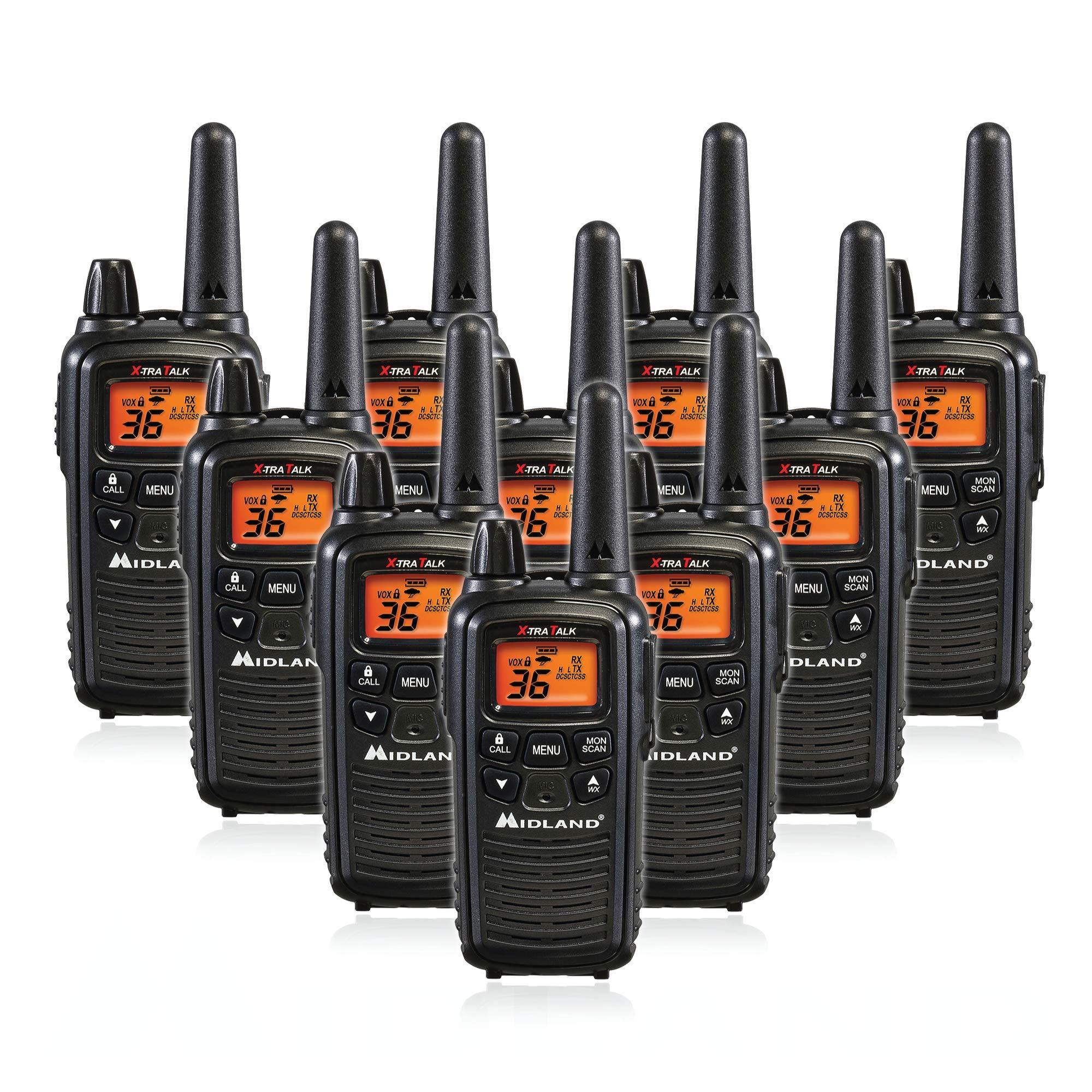 Midland Midland LXT600VP3 36 Channel FRS Two-Way Radio - Up to 30 Mile Range Walkie Talkie - Black (Pack of 10)