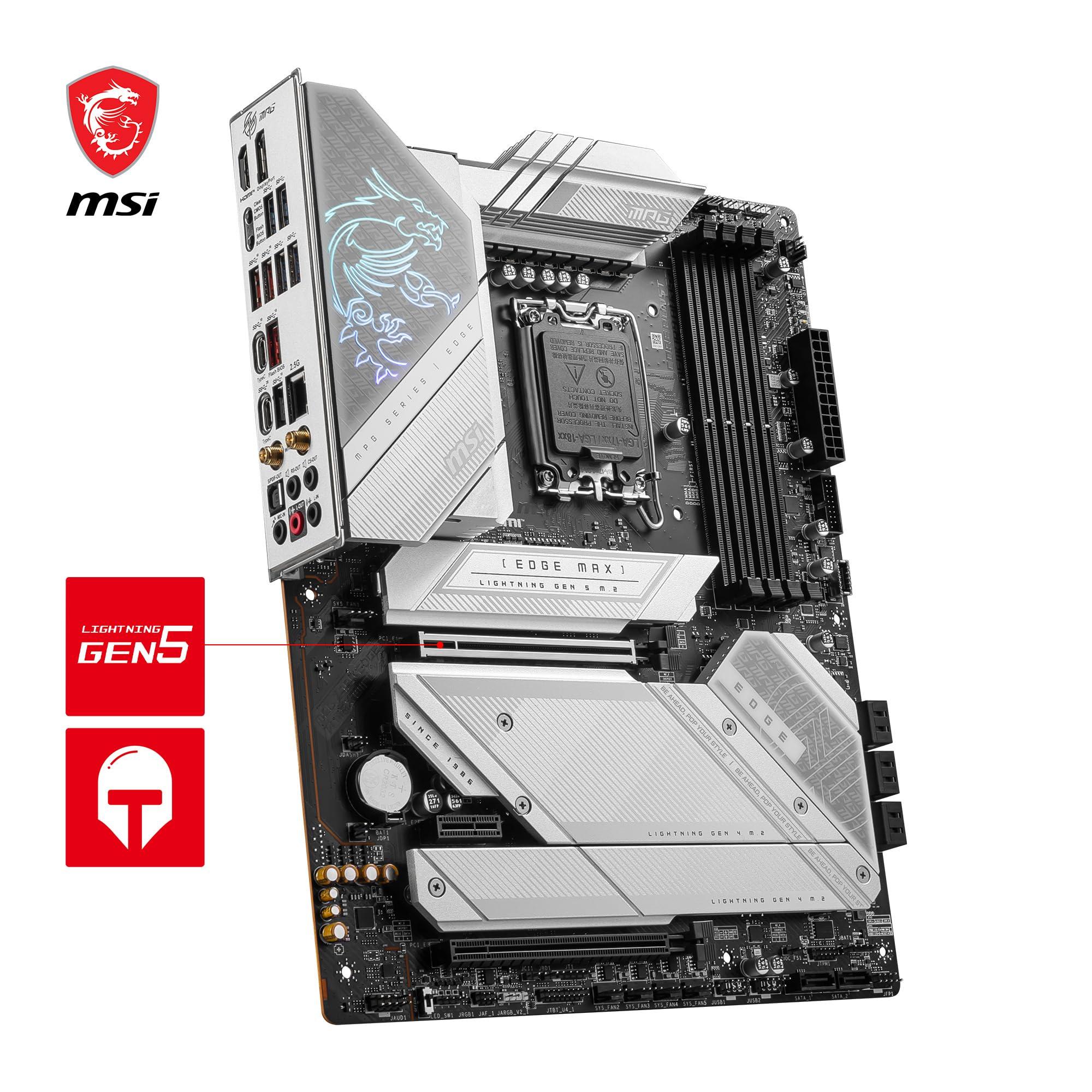 MSI MSI MPG Z790 Edge TI MAX WiFi Gaming Motherboard (Supports 12th/13th Gen Intel Processors, LGA 1700, DDR5, PCIe 5.0, M.2, 2.5Gbps LAN, USB 3.2 Gen2, Wi-Fi 7, ATX)