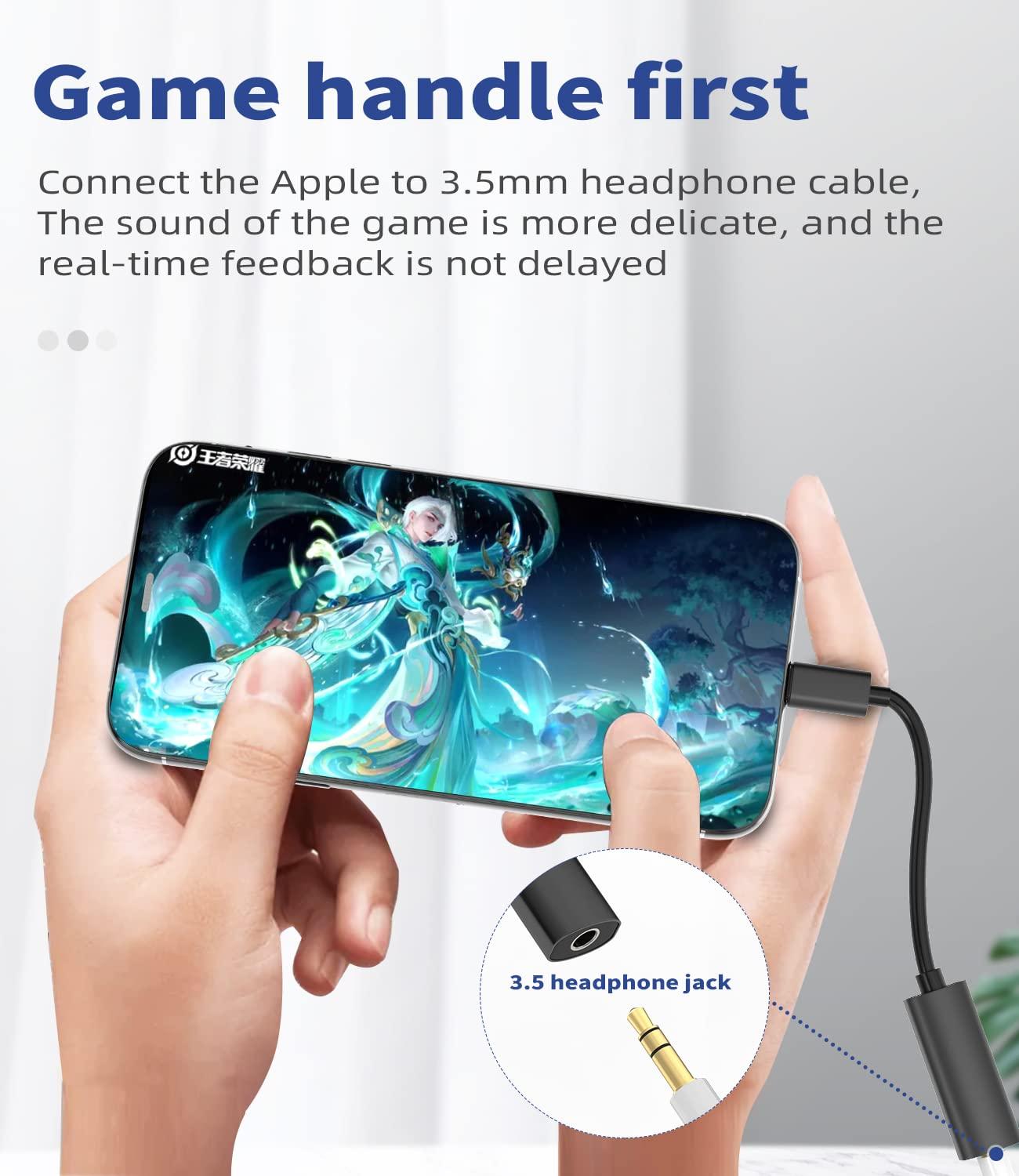 HOYULLI Iphone Adapter for Headphone Jack Lightning to 3.5mm AUX Charger Dongle Splitter Audio Adaptador Para 2in1 Cable Earphone MFI Certified Compatible With 7 8 X Xr 13 12 11 Pro Ipad Music Converter