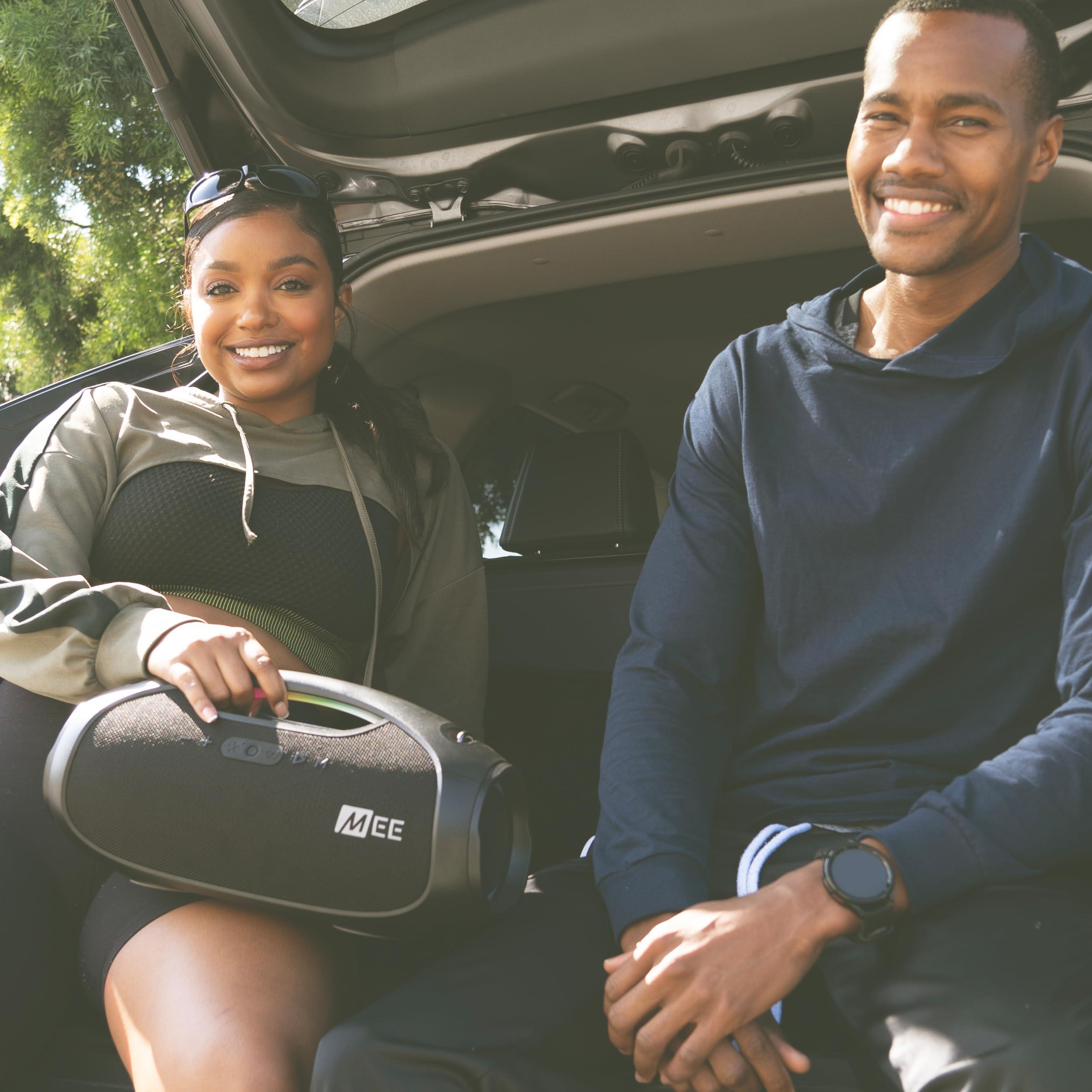 MEE audio MEE audio PartySPKR Bluetooth Wireless Speaker, Powerful 60W RMS Stereo Sound, 2 Subwoofers, Dynamic LED Lighting, Party Mode for Connecting 100+ Portable Speaker for Indoor & Outdoor Use, Black