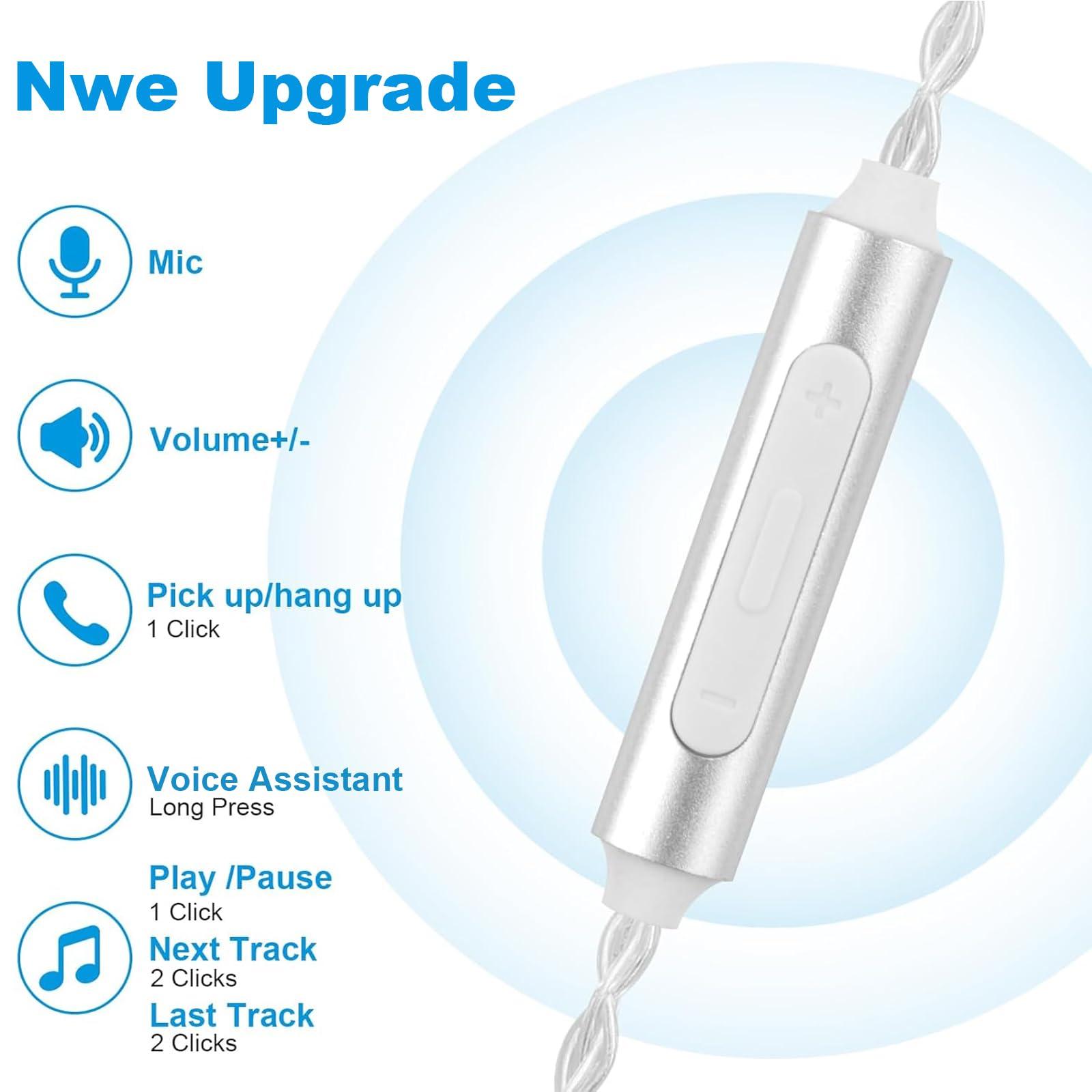 Zosvoses SE215 Cable with Mic Compatible with Shure SE215 SE315 SE425 SE535 SE846 UE900 Earphone, MMCX Cable 3.5mm, 4ft
