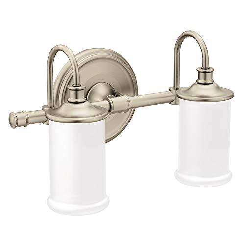 Moen Moen YB6462BN Belfield 2-Light Dual-Mount Bath Bathroom Vanity Light Fixture with Frosted Glass, Brushed Nickel
