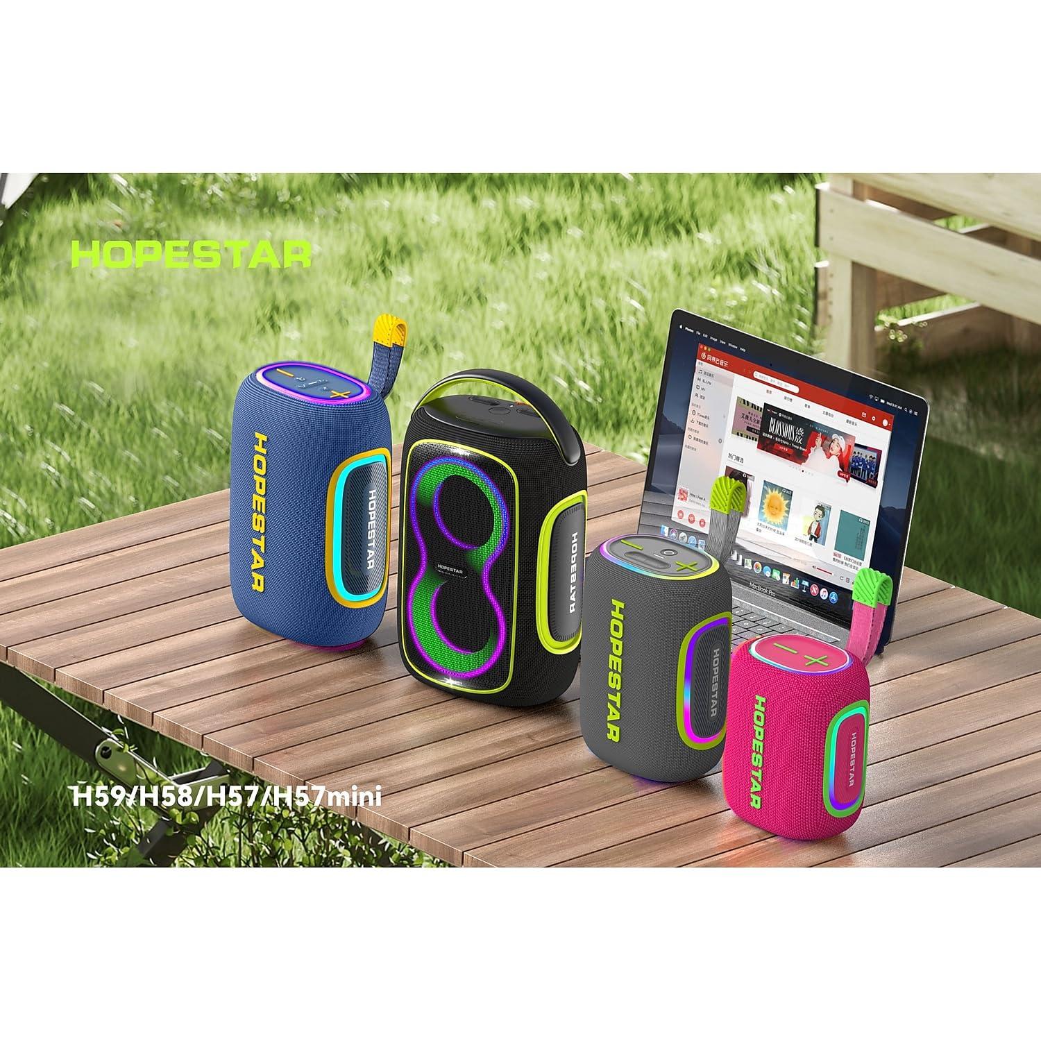 WorryFree Gadgets Portable Wireless Waterproof Bluetooth Speaker, 65W Output, 8000mAh Battery, RGB Lights, EQ Modes, 10M Range, TWS Connection, AUX/TF Card (Blue)