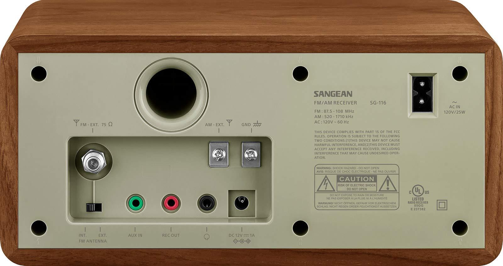 Sangean Sangean SG-116 AM/FM Analog Wooden Cabinet Receiver, Walnut-Silver