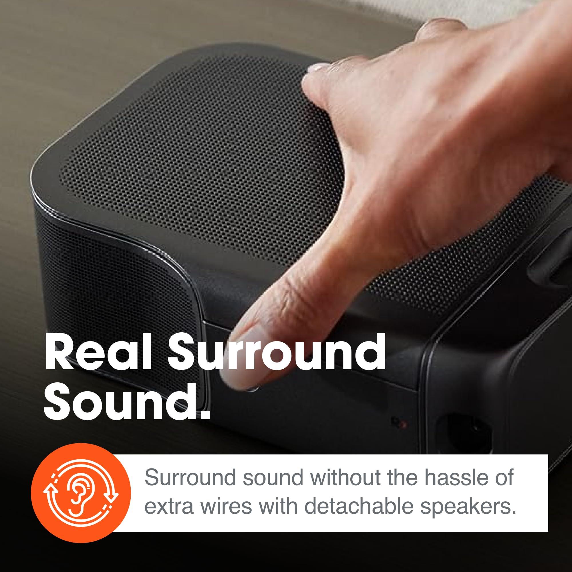 JBL JBL Bar 1000 All-in-One Soundbar with Detachable Surround Speakers, MultiBeam, Dolby Atmos & DTS:X (Black) + AudioQuest Pearl 48 HDMI Cables