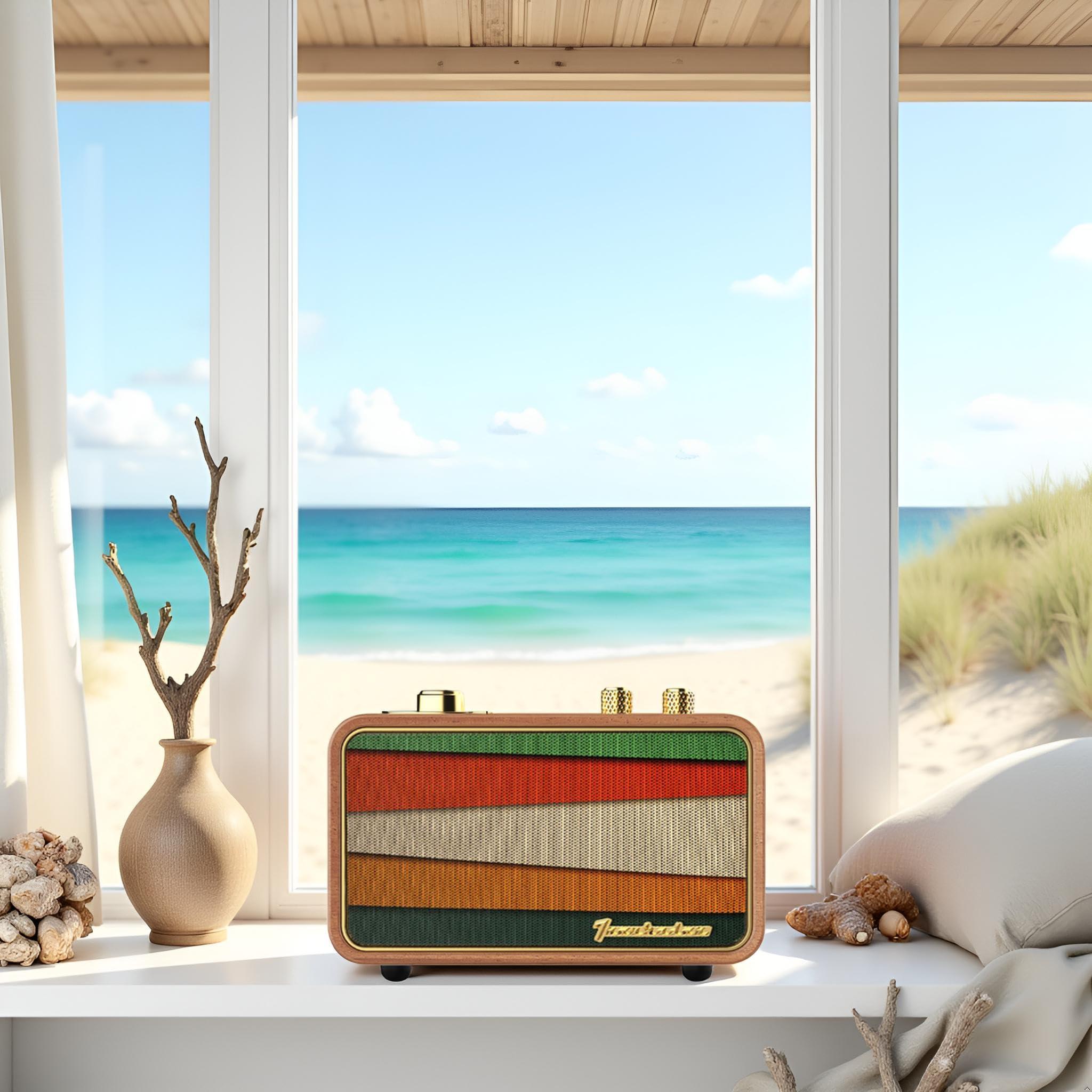 Trenbader Trenbader Retro Bluetooth Speaker, Artlink Stero Wireless Speaker Walnut Wooden AM/FM Radio Small Vintage Bluetooth Speaker with Bluetooth 5.0 Connection for Gift, Party, Travel, Office,Home Wood