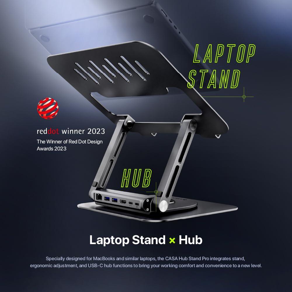 ADAM ELEMENTS ADAM elements USB-C Stand Pro/Laptop Docking Station CASA Hub Stand Pro 6in1 Multiport Stand Hub for M2/M1 Mac, iPad & Laptop Series- USB-C Host, USB-A x2, USB-C PD, HDMI, RJ45