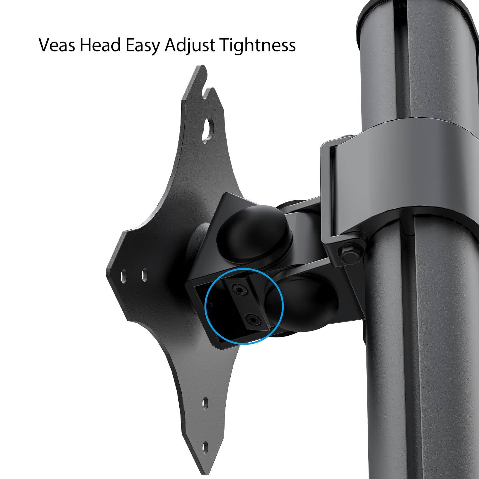 BEWISER BEWISER Dual Monitor Stand Desk Mount- Vertical Heavy Duty Monitor Riser Fits Two 17 to 49 Inch Screen with Swivel, Tilt, Height Adjustable,weight capacity up to 33 lbsBL200-B