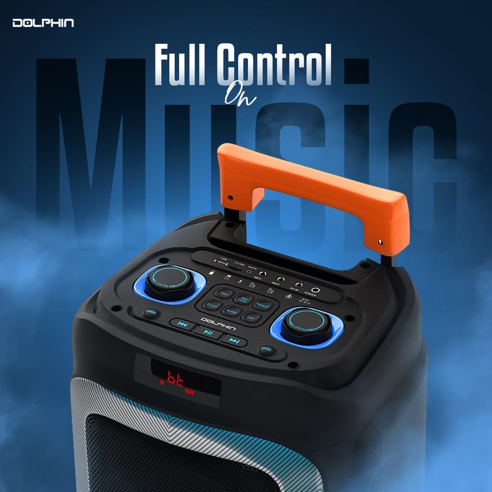 Dolphin Dolphin New SP-1060RBT: Crisp & DEEP BASS - Dual 10\" Bluetooth Portable Speaker w/Light Show - Rechargeable Speaker | Immersive Sound, Vibrant LED Lights, Wireless Connectivity