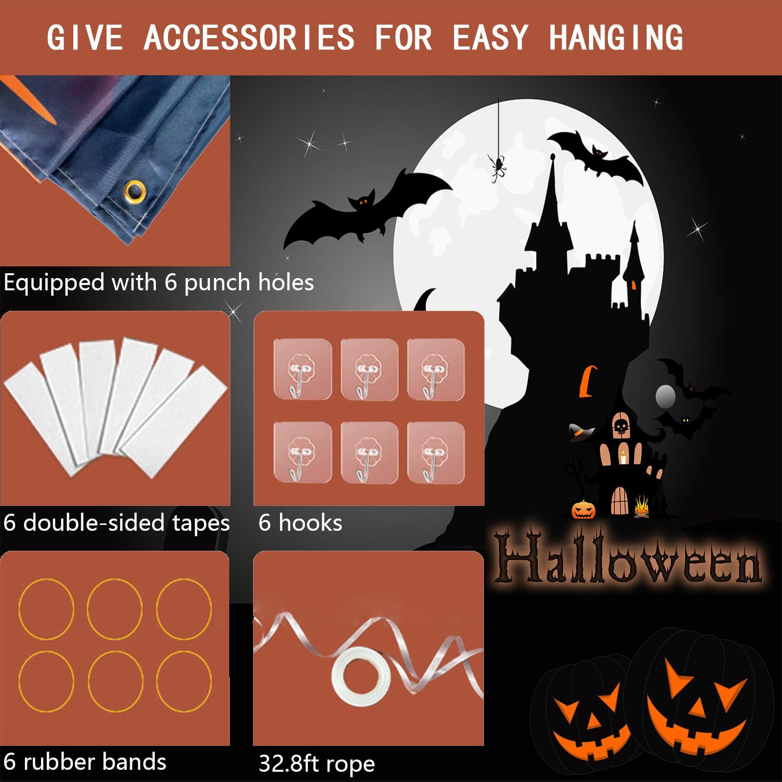 WNWBFM Halloween Garage Door Cover,Halloween Garage Door Decorations,6 x 13 Ft Large Halloween Garage Door Banner,Horror Hanging Backdrop Wall Halloween Decor for Outdoor Halloween Party (Witch)