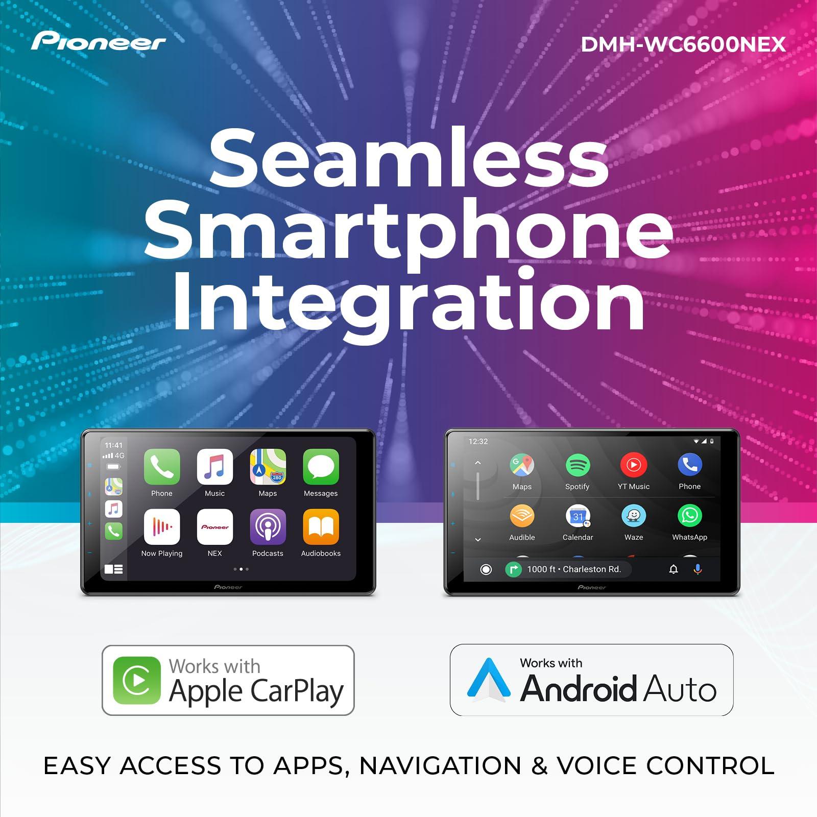 PIONEER Pioneer DMH-WC6600NEX Digital Multimedia Receiver with Wireless Apple CarPlay and Android Auto, 9\" Floating Capacitive Touchscreen, Modular Double-DIN, Built-In Bluetooth, WiFi and Amazon Alexa