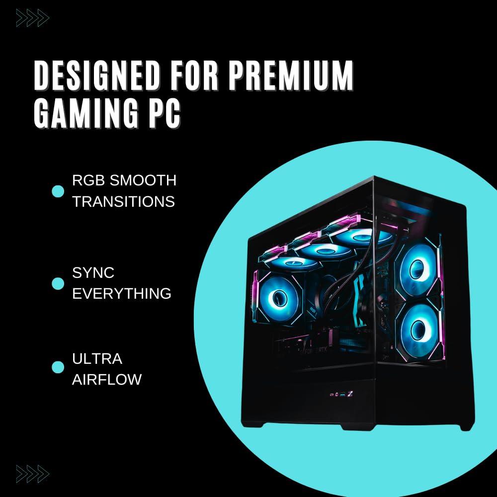 Cooler Power Cooler Power 120mm Black Mirror RGB Fans, Premium PC Fans, High Airflow, Ultra-Quiet Speed Control (PWM), Universal RGB SYNC(Aura, Fusion, Mystic) (Black, 3 Pack)