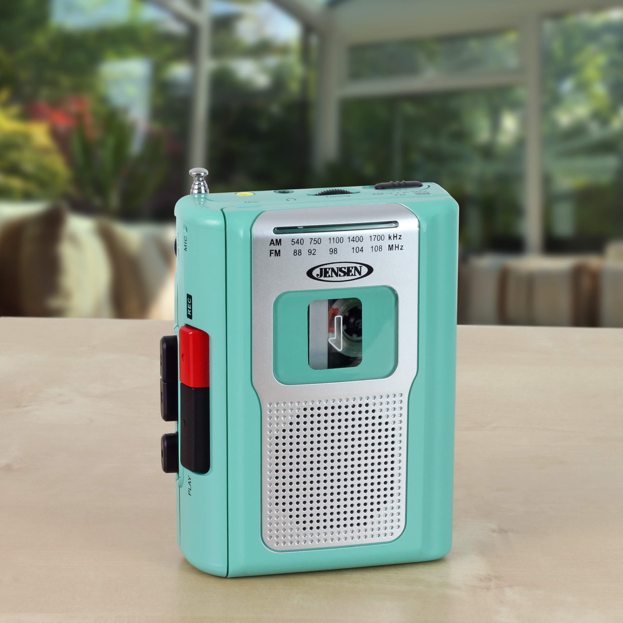 Jensen Jensen CR-100 Retro Portable AM/FM Radio Personal Cassette Player Compact Lightweight Design Stereo AM/FM Radio Cassette Player/Recorder & Built in Speaker (Teal Limited Edition)