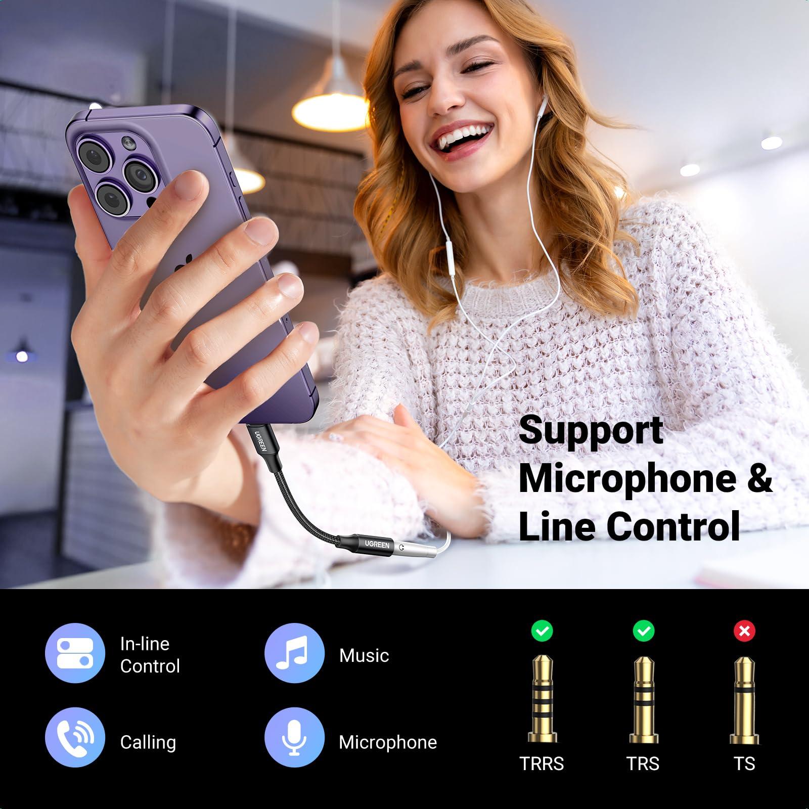 UGREEN UGREEN Headphone Adapter for iPhone Lightning to 3.5mm Adapter Apple MFi Certified Lightning Aux Audio Jack Dongle Compatible with iPhone 14 Pro Max/14 Plus/13 12 11 Pro Max/SE/XS, Black