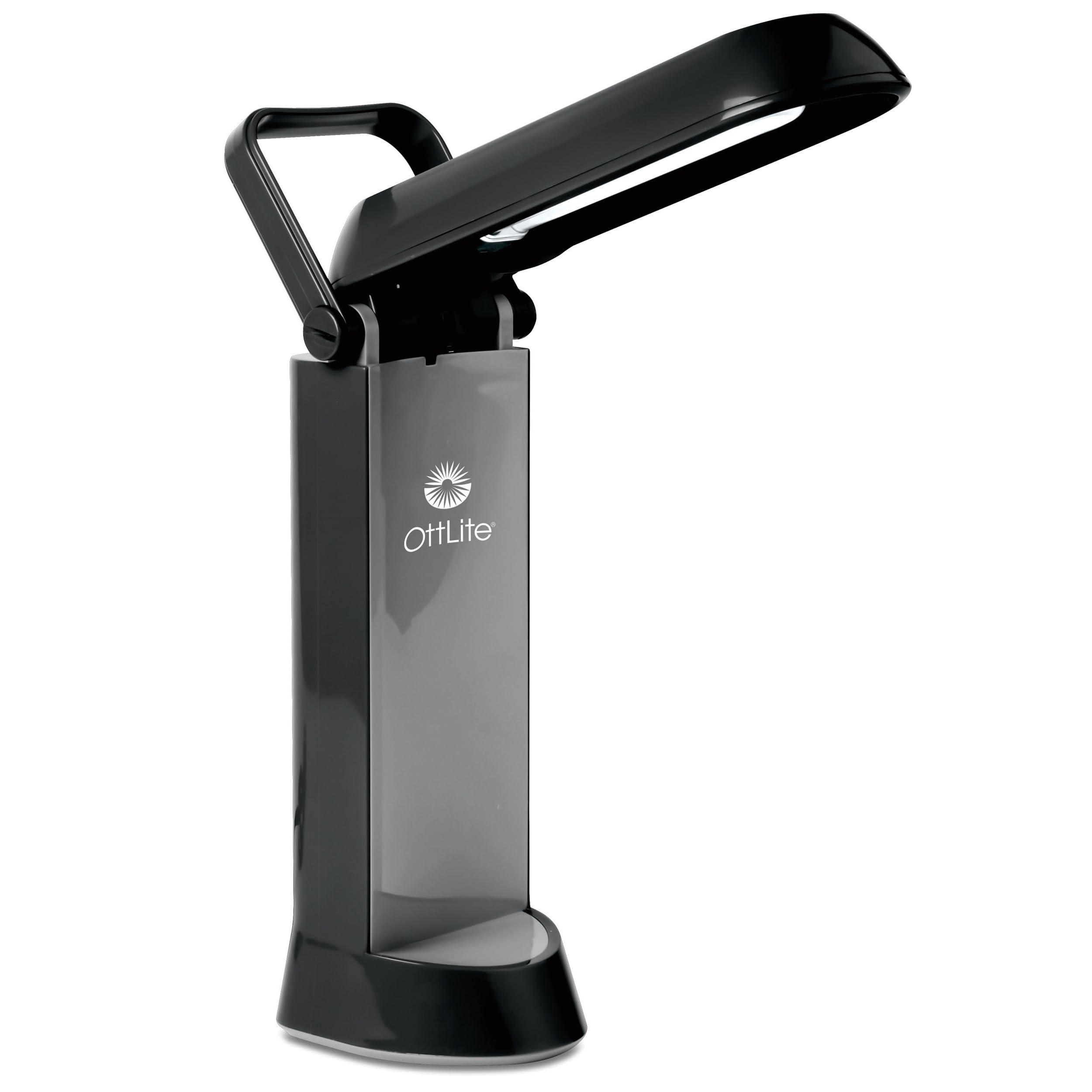 OttLite OttLite Folding Task Lamp, Black Multi-Position Shade, Fold-Up Design, Portable Handle, Low Heat, Low Glare Illumination, Fits Desks & Workstations
