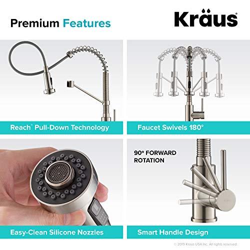 Kraus KRAUS Bolden Commercial Style 2-Function Single Handle Pull Down Kitchen Faucet in Spot-Free Stainless Steel, KPF-1610SFS